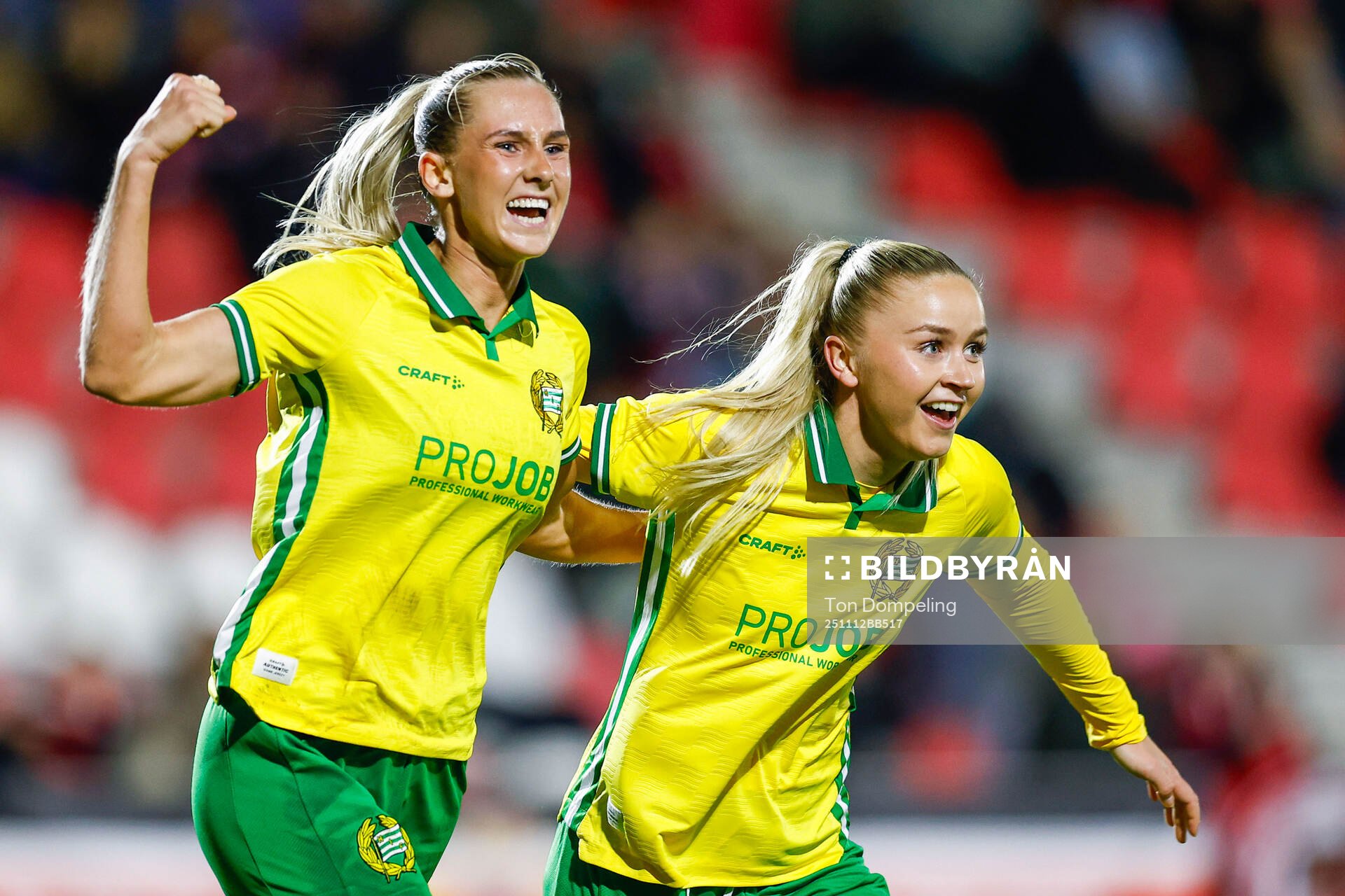 Ellen Wangerheim and Anna Josendal of Hammarby celebrate