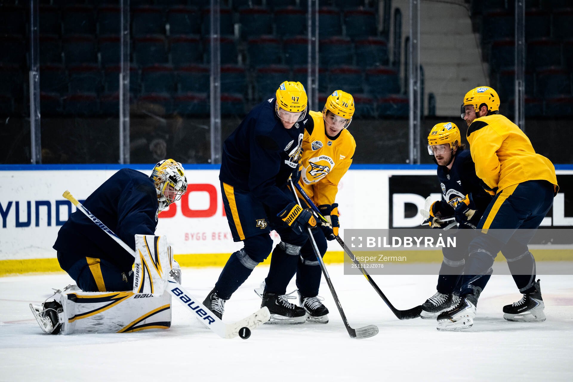 Goaltender Justus Annunen, Michael McCarron and Brady Skjei