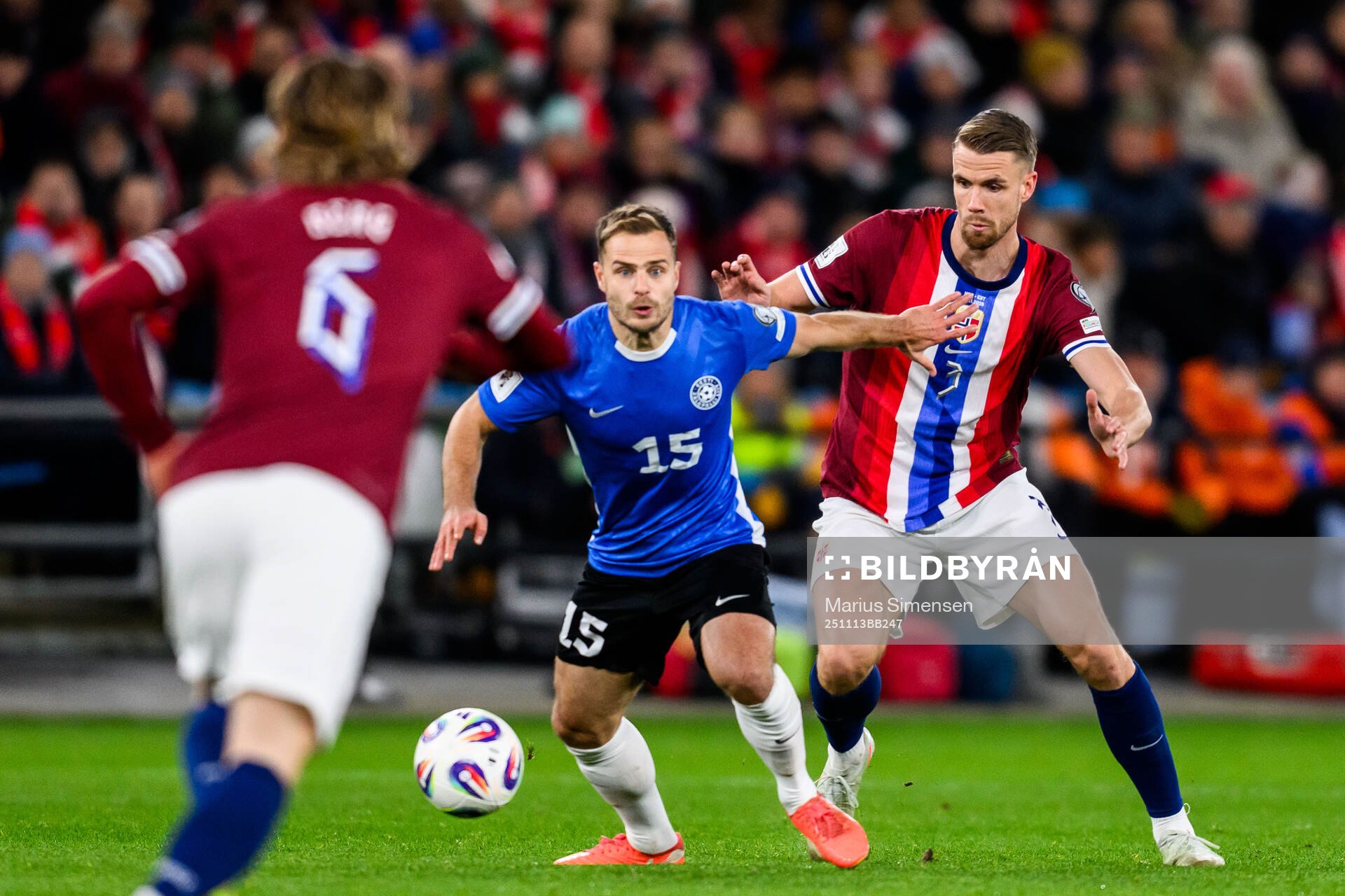 Rauno Sappinen of Estonia and Kristoffer Ajer of Norway