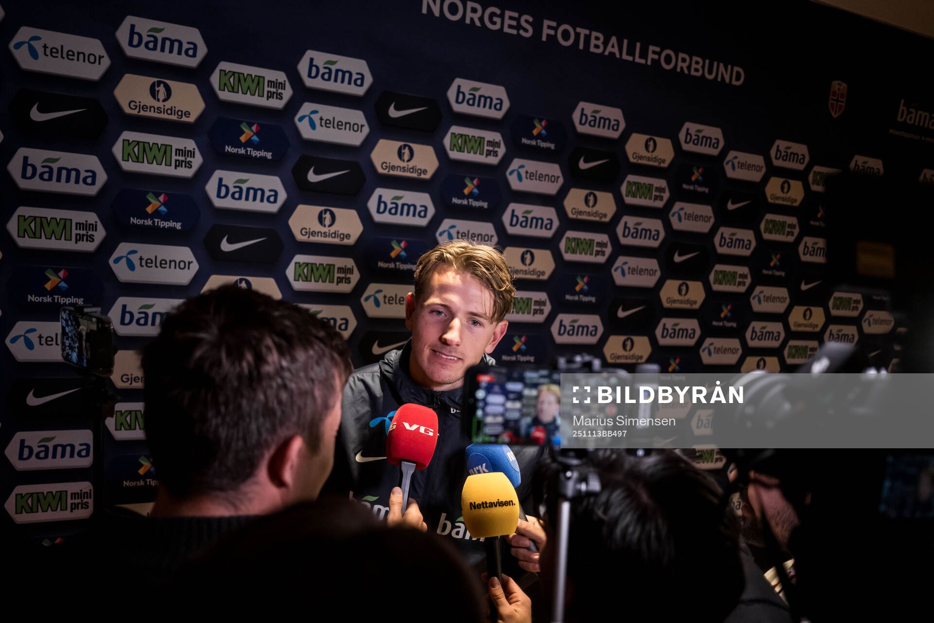 Sander Berge of Norway is interviewed