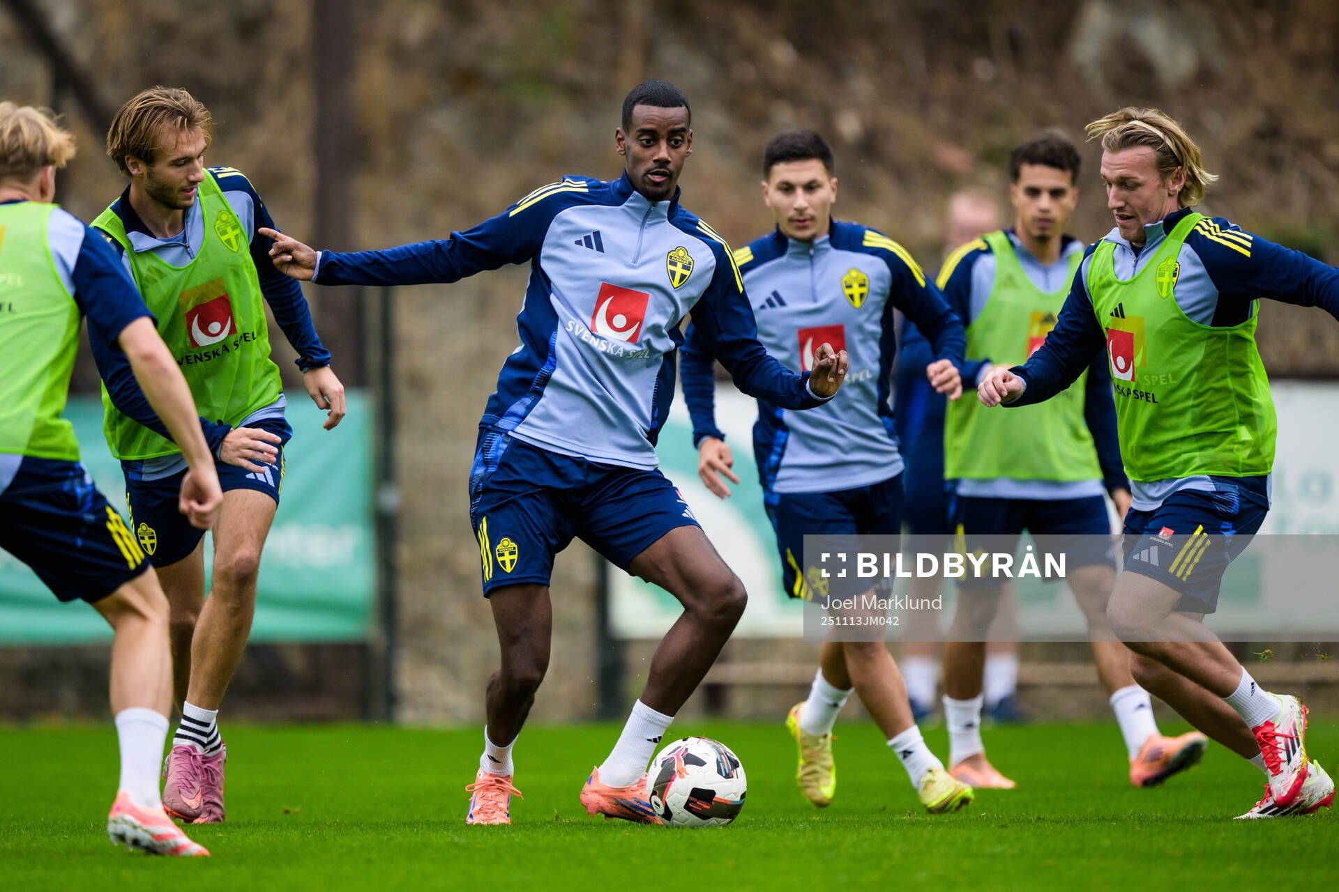 Benjamin Nygren, Alexander Isak and Emil Forsberg of the
