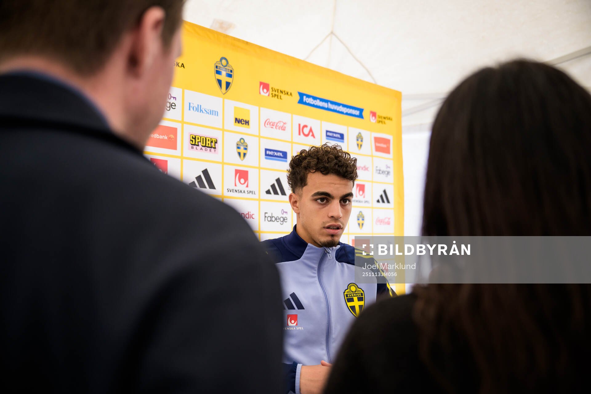 Yasin Ayari of the Swedish national football team talking