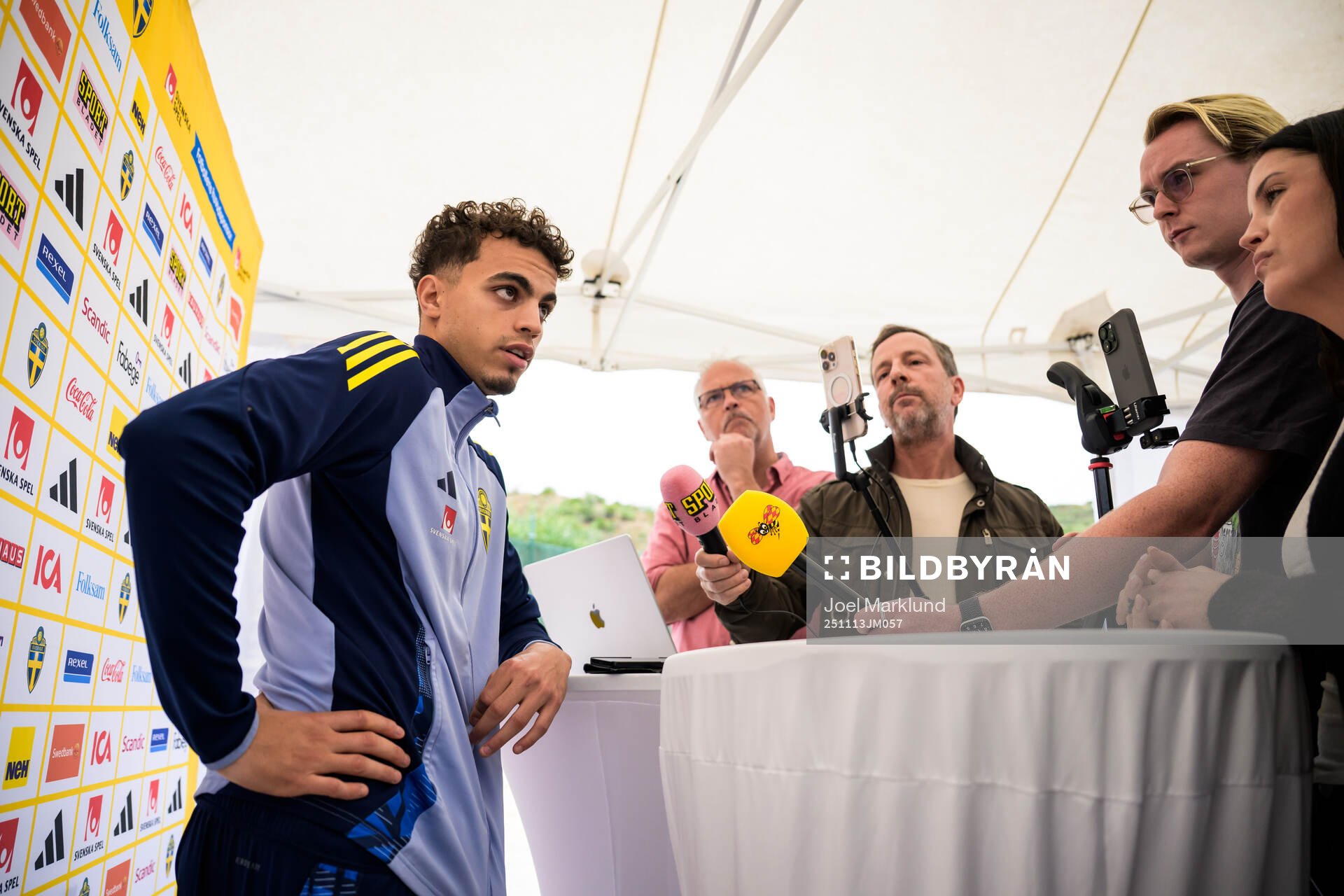 Yasin Ayari of the Swedish national football team talking