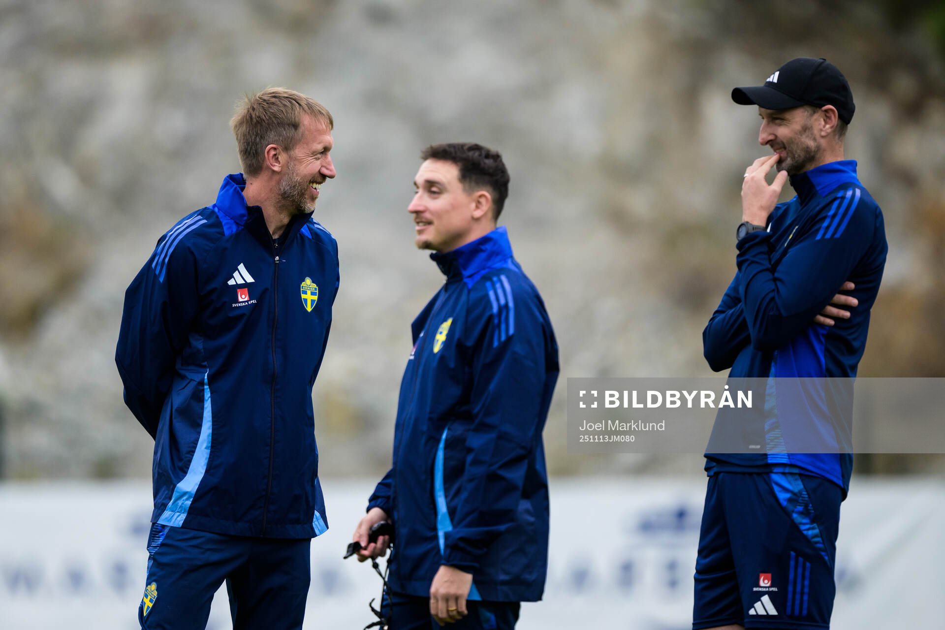 Head coach Graham Potter, performance manager Ben Rosen and