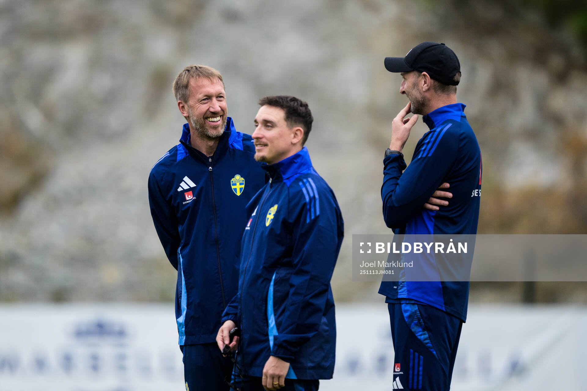 Head coach Graham Potter, performance manager Ben Rosen and