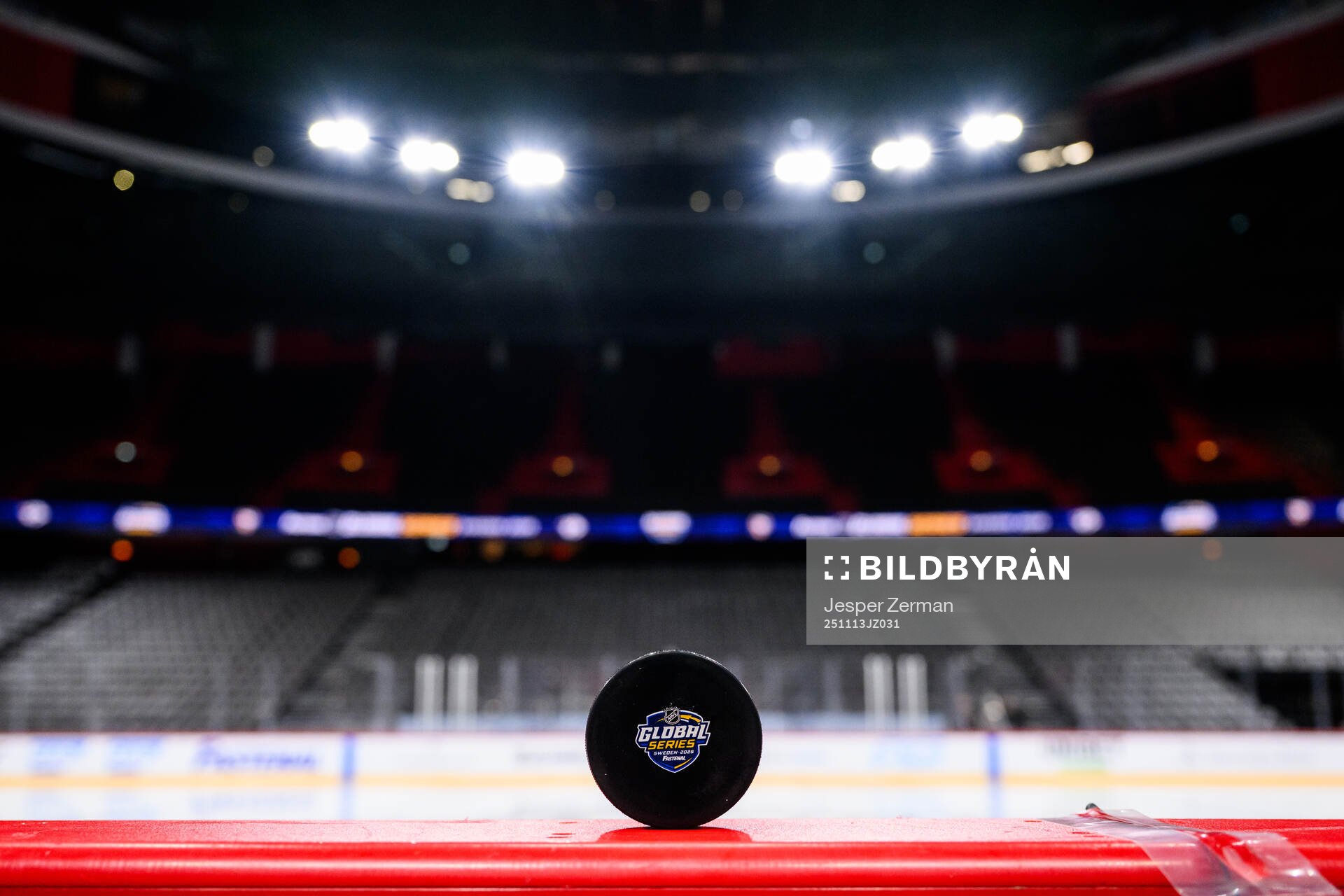 An official practice puck with the logotype of the NHL