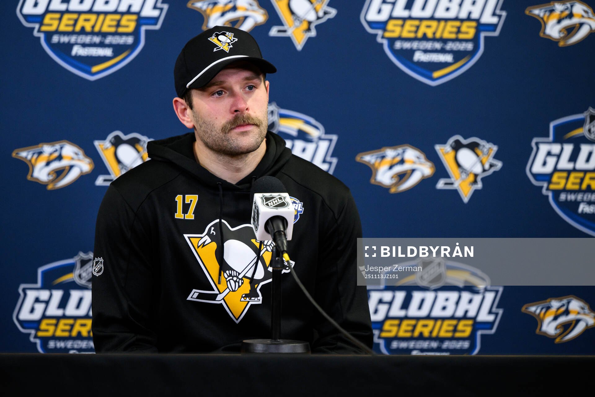 Bryan Rust of Pittsburgh Penguins at a pressconference