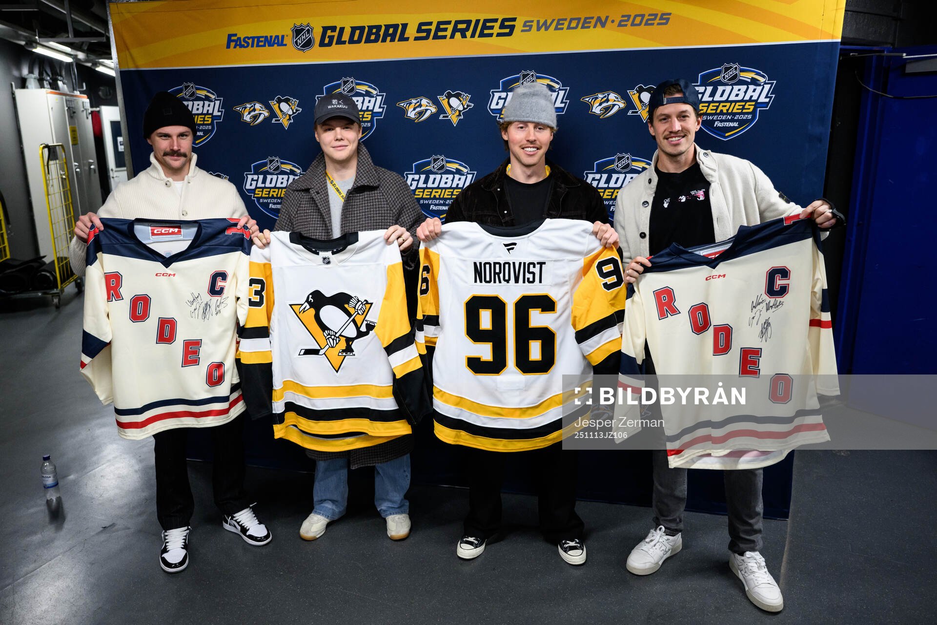 Erik Karlsson and Rickard Rakell of Pittsburgh Penguins