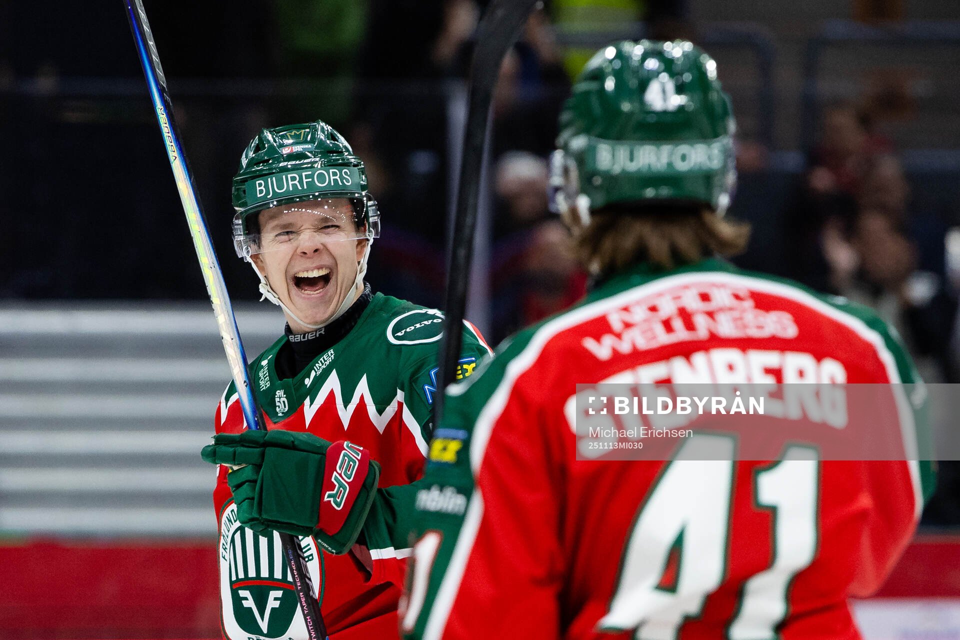 Frölundas Noah Dower Nilsson jublar