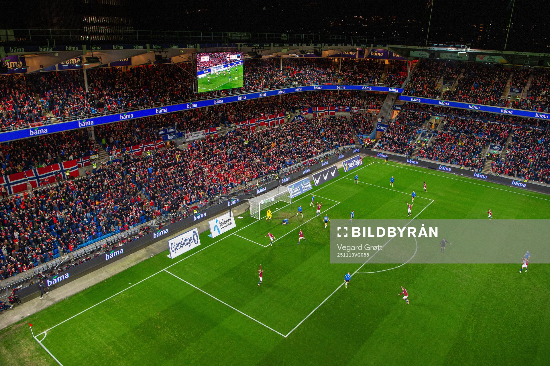General view of Ullevaal Stadion as Alexander Sørloth of