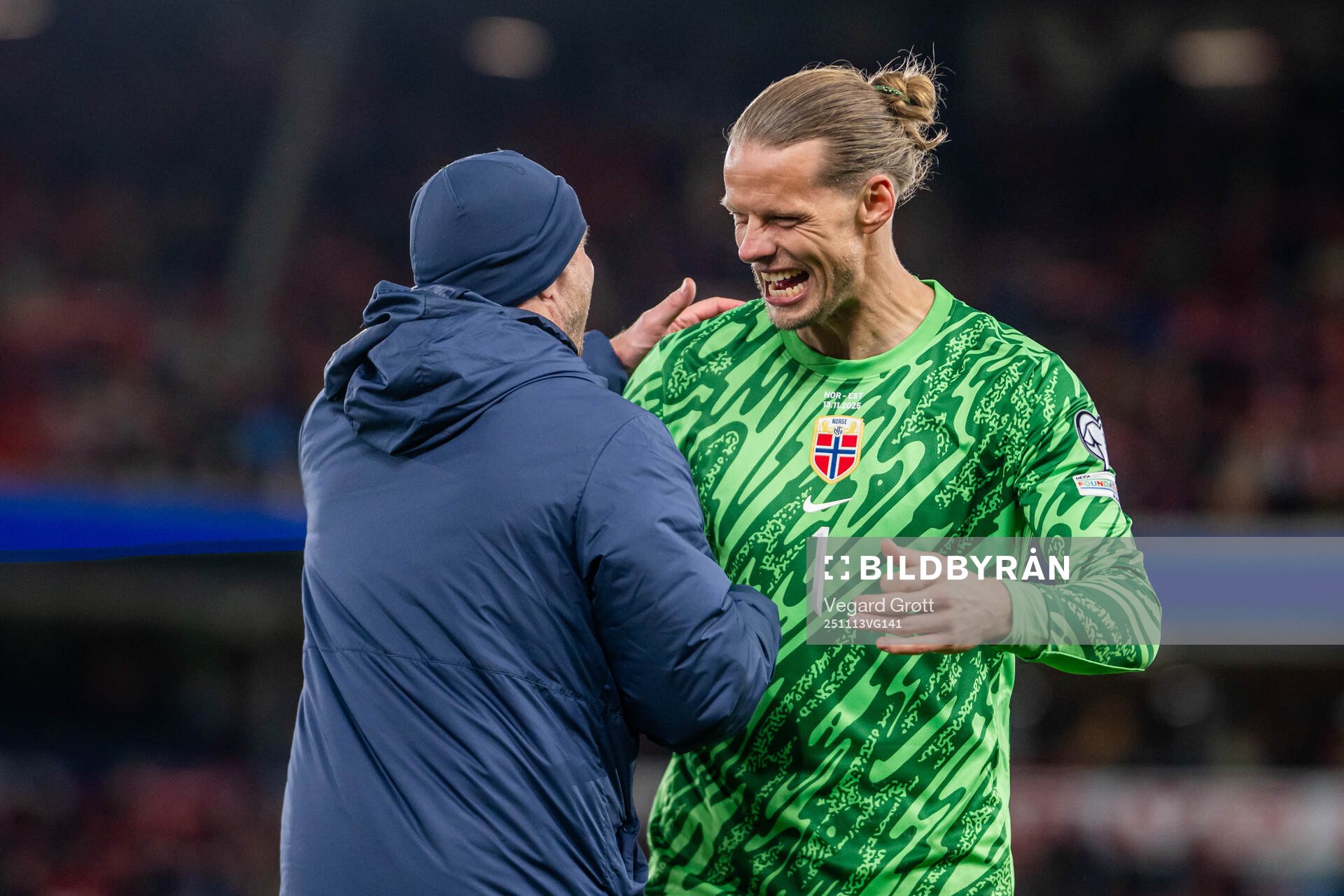 Goalkeeper Ørjan Håskjold Nyland of Norway celebrates