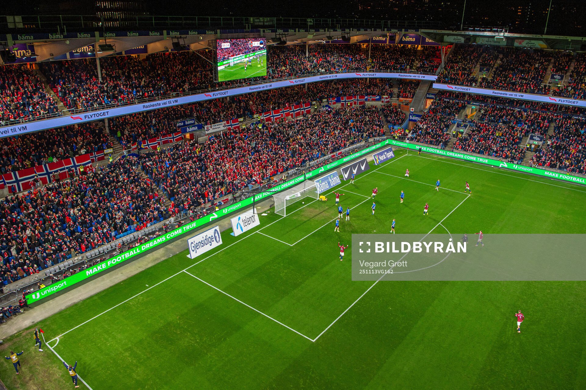 General view of Ullevaal Stadion as Erling Braut Haaland of