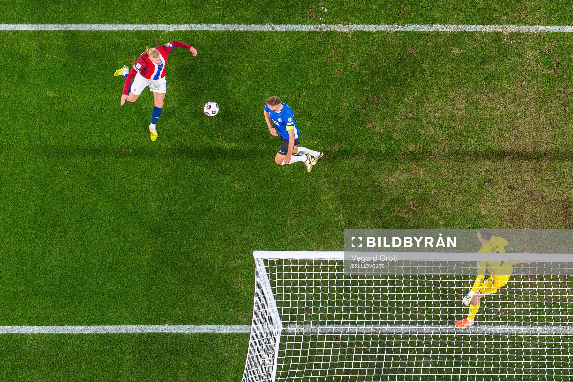 Erling Braut Haaland of Norway scores the 4-0 goal