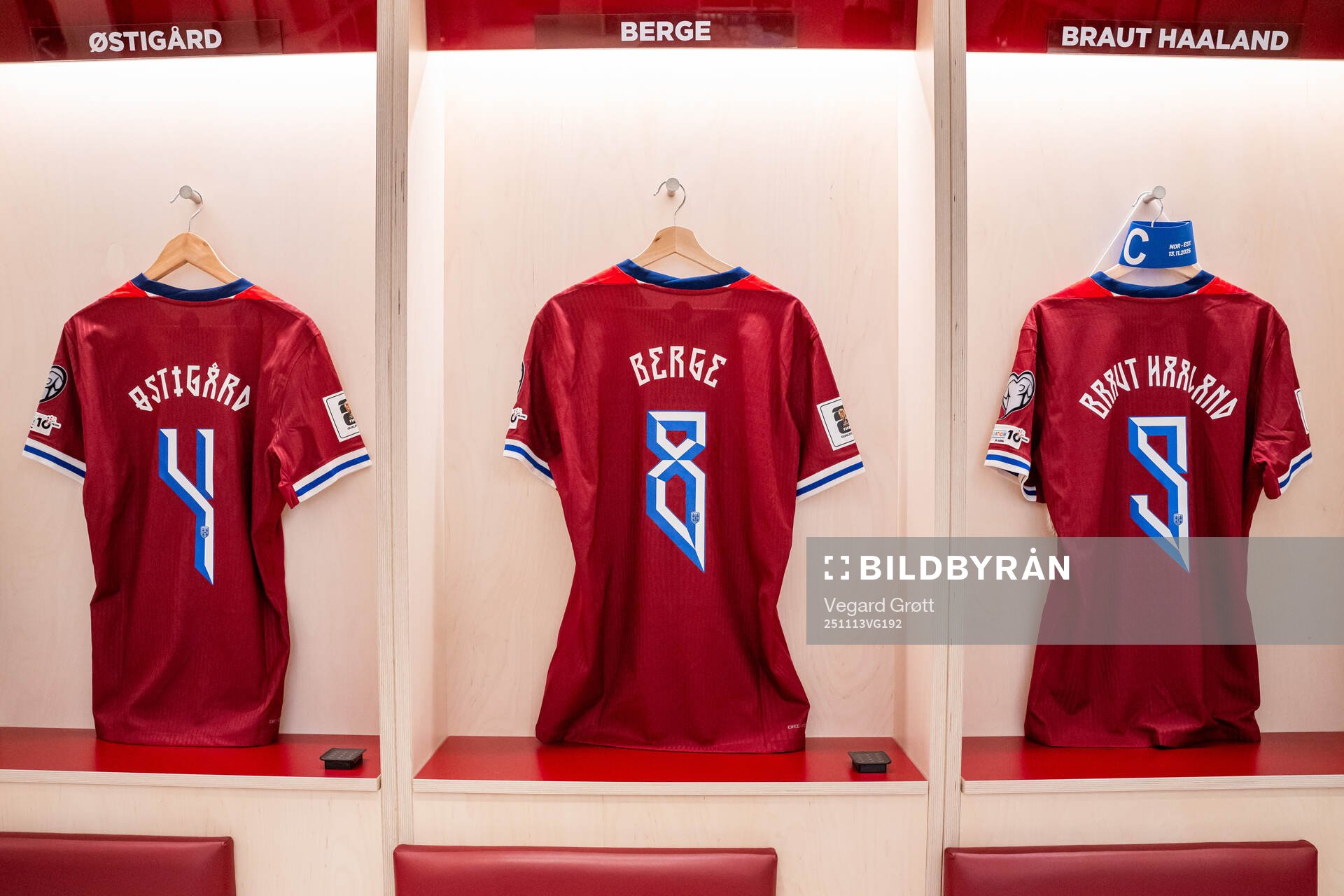 The kits of Leo Østigård, Sander Berge and Erling Braut