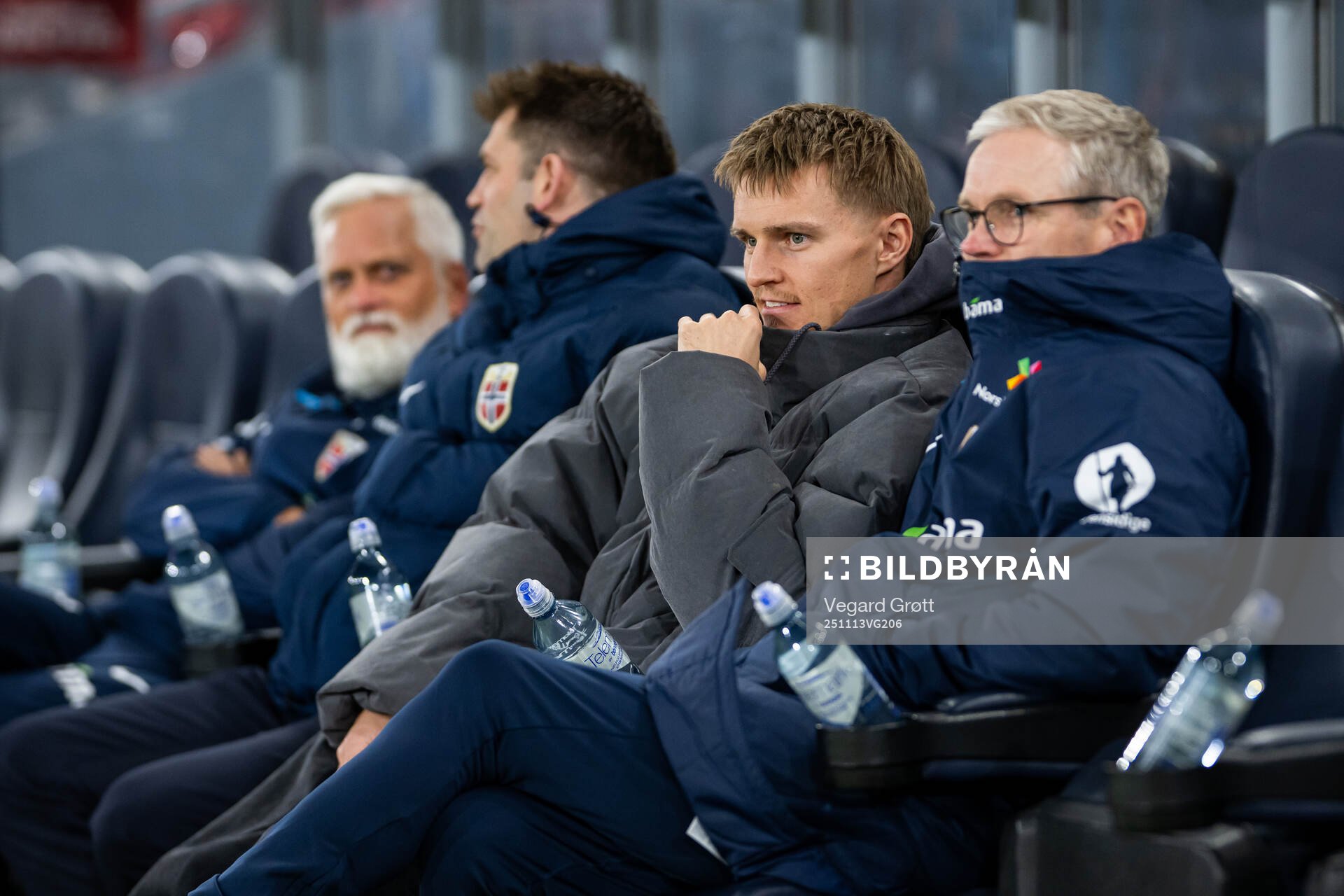 Martin Ødegaard and team manager Are Hokstad of Norway