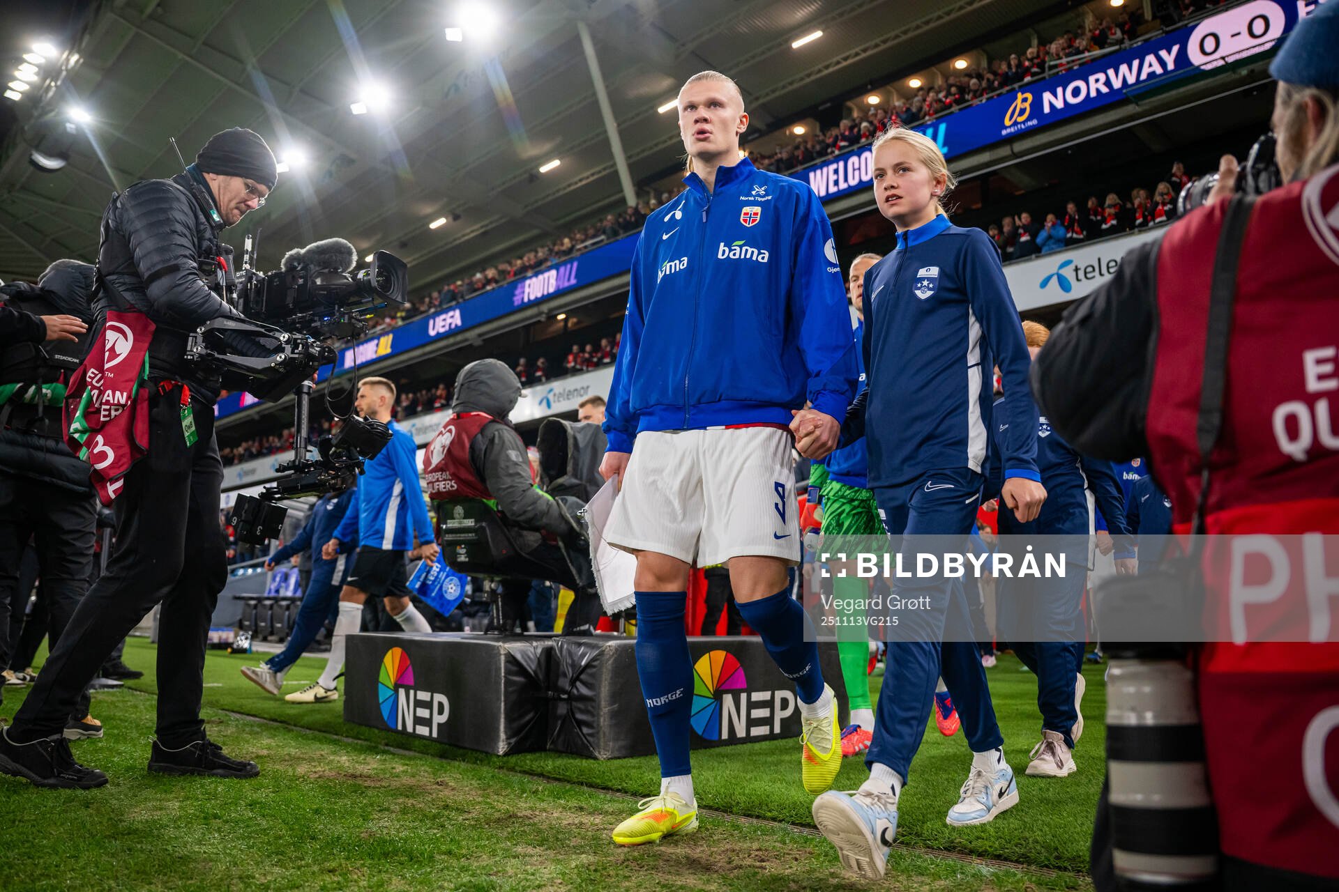 Erling Braut Haaland of Norway enters the pitch