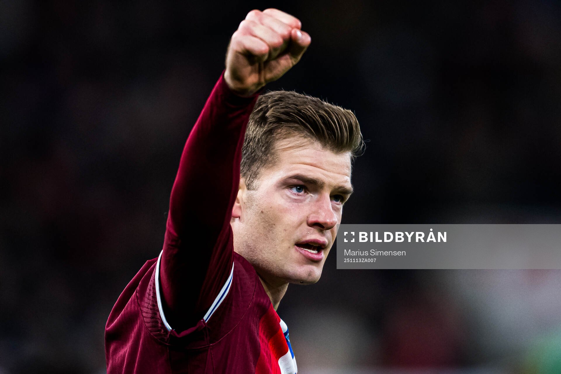 Alexander Sørloth of Norway celebrates