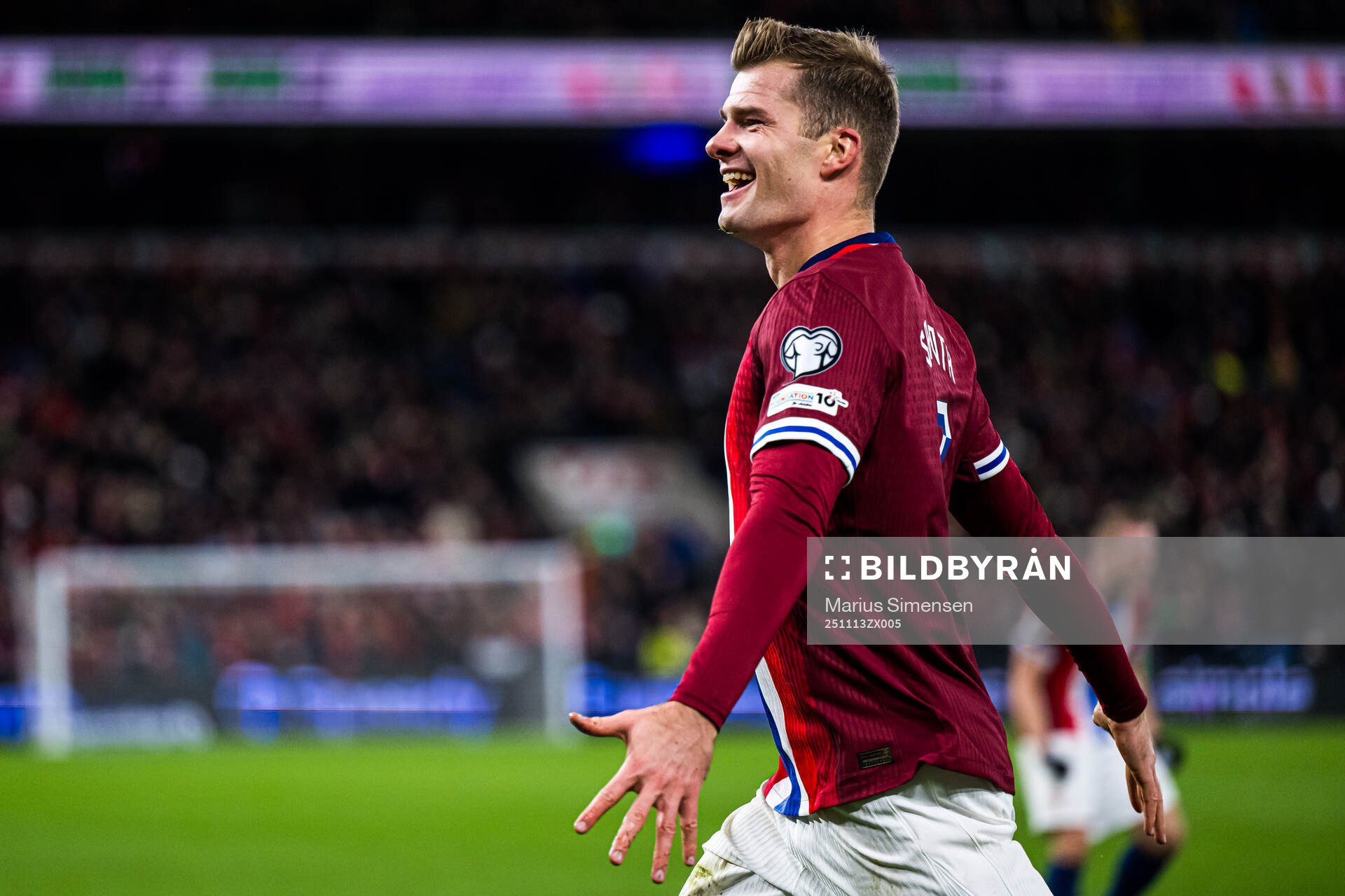 Alexander Sørloth of Norway celebrates