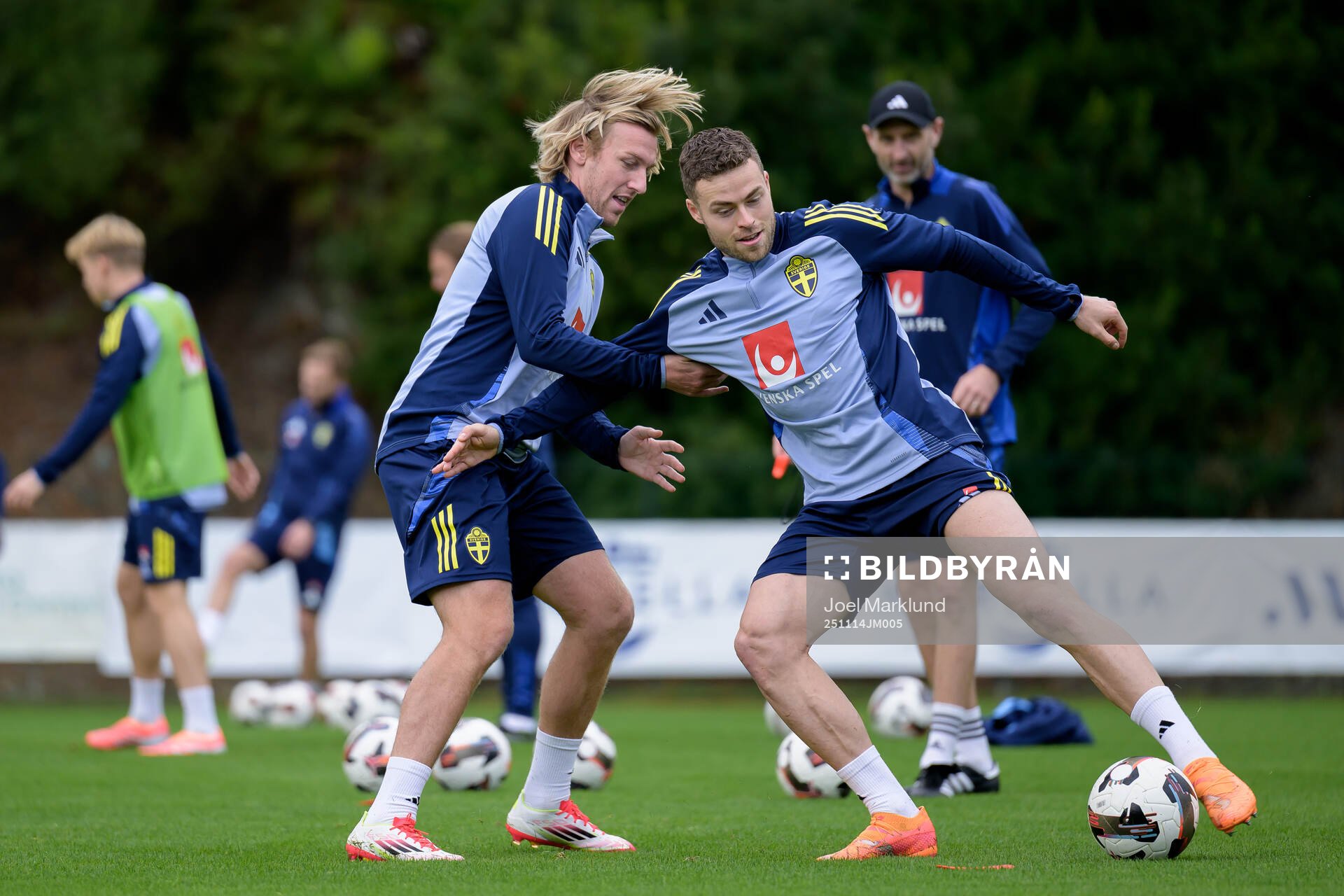 Emil Forsberg and Gabriel Gudmundsson of the Swedish
