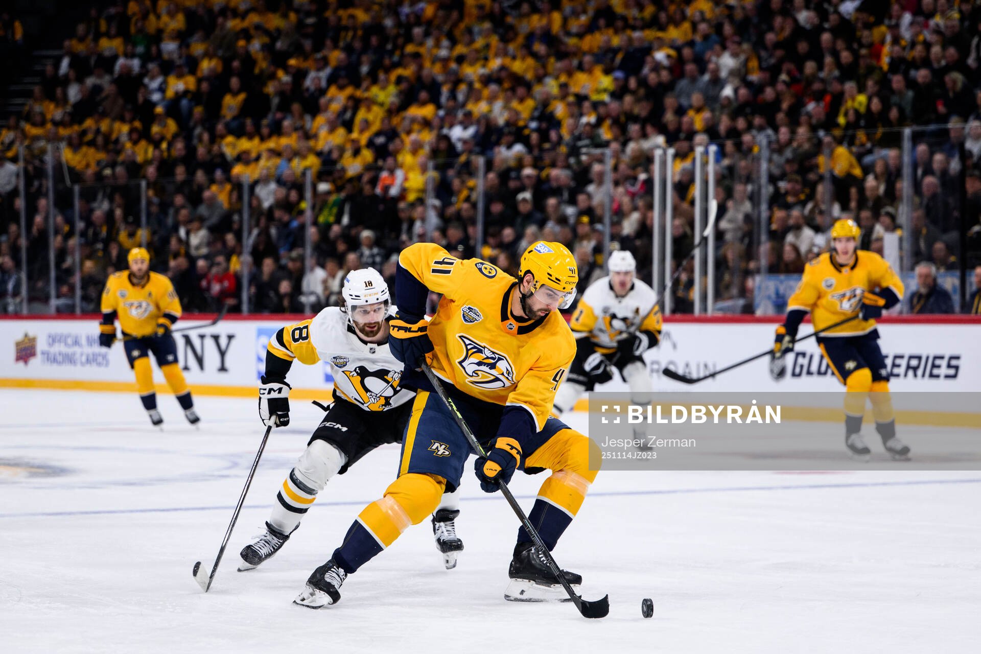 Tommy Novak of Pittsburgh Penguins and Nicolas Hague of