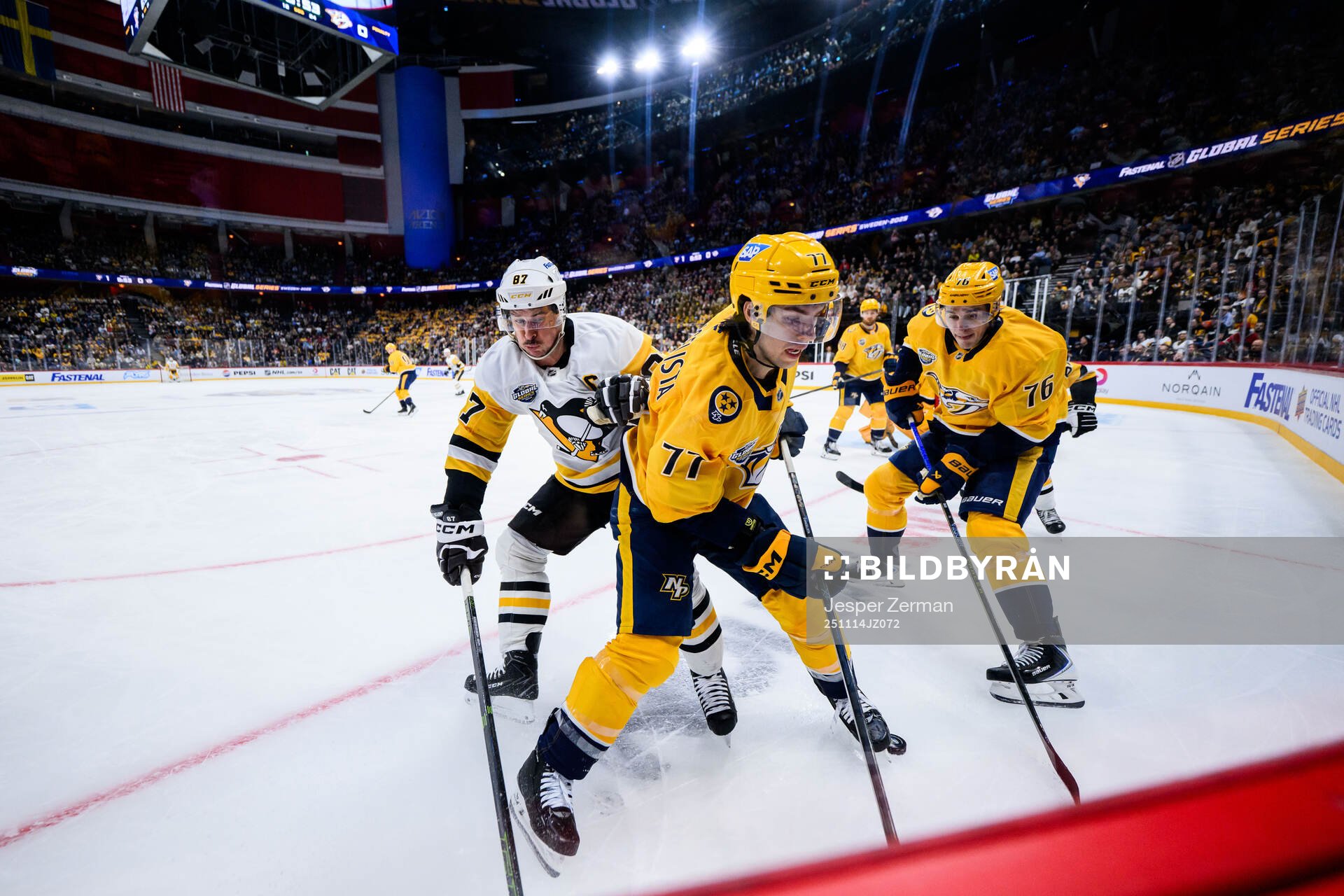 Sidney Crosby of Pittsburgh Penguins with Luke Evangelista