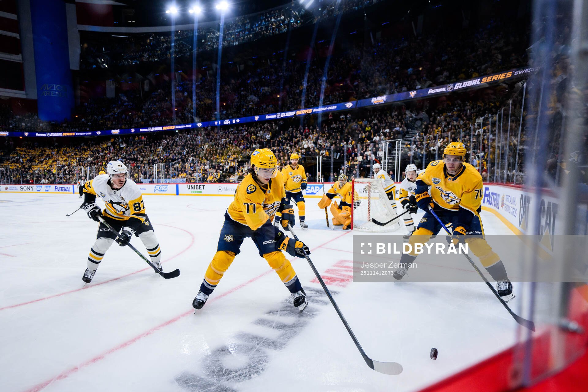 Sidney Crosby of Pittsburgh Penguins with Luke Evangelista