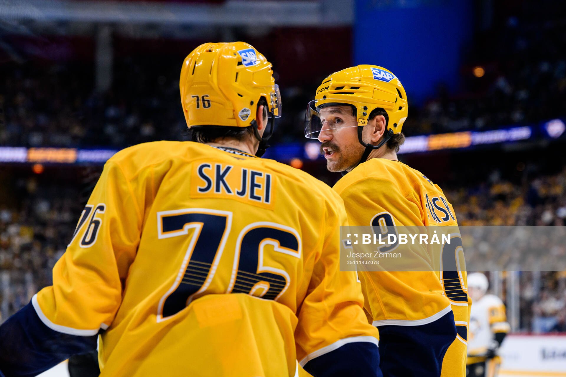 Brady Skjei and Filip Forsberg of Nashville Predators