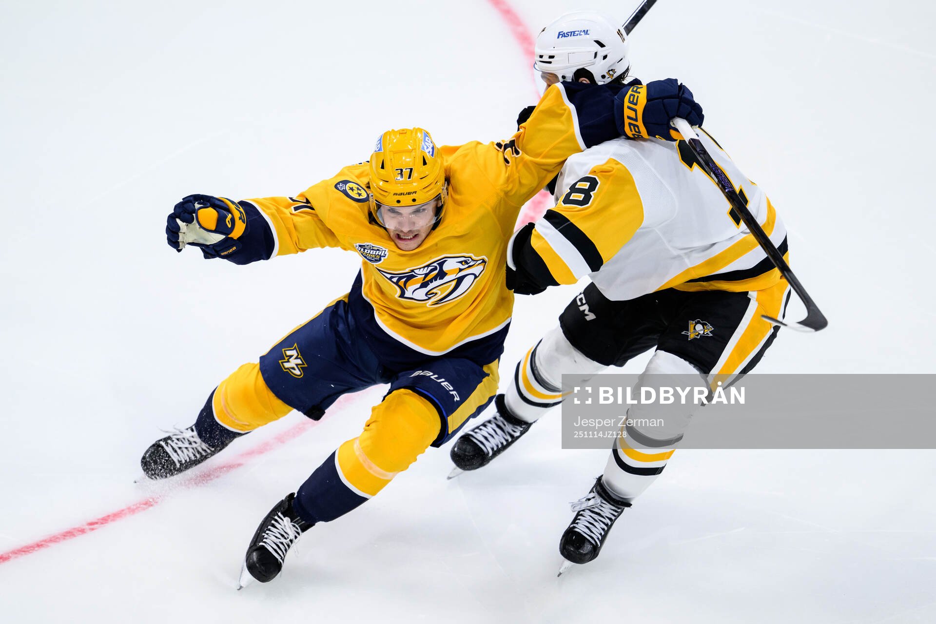 Nick Blankenburg of Nashville Predators and Tommy Novak of