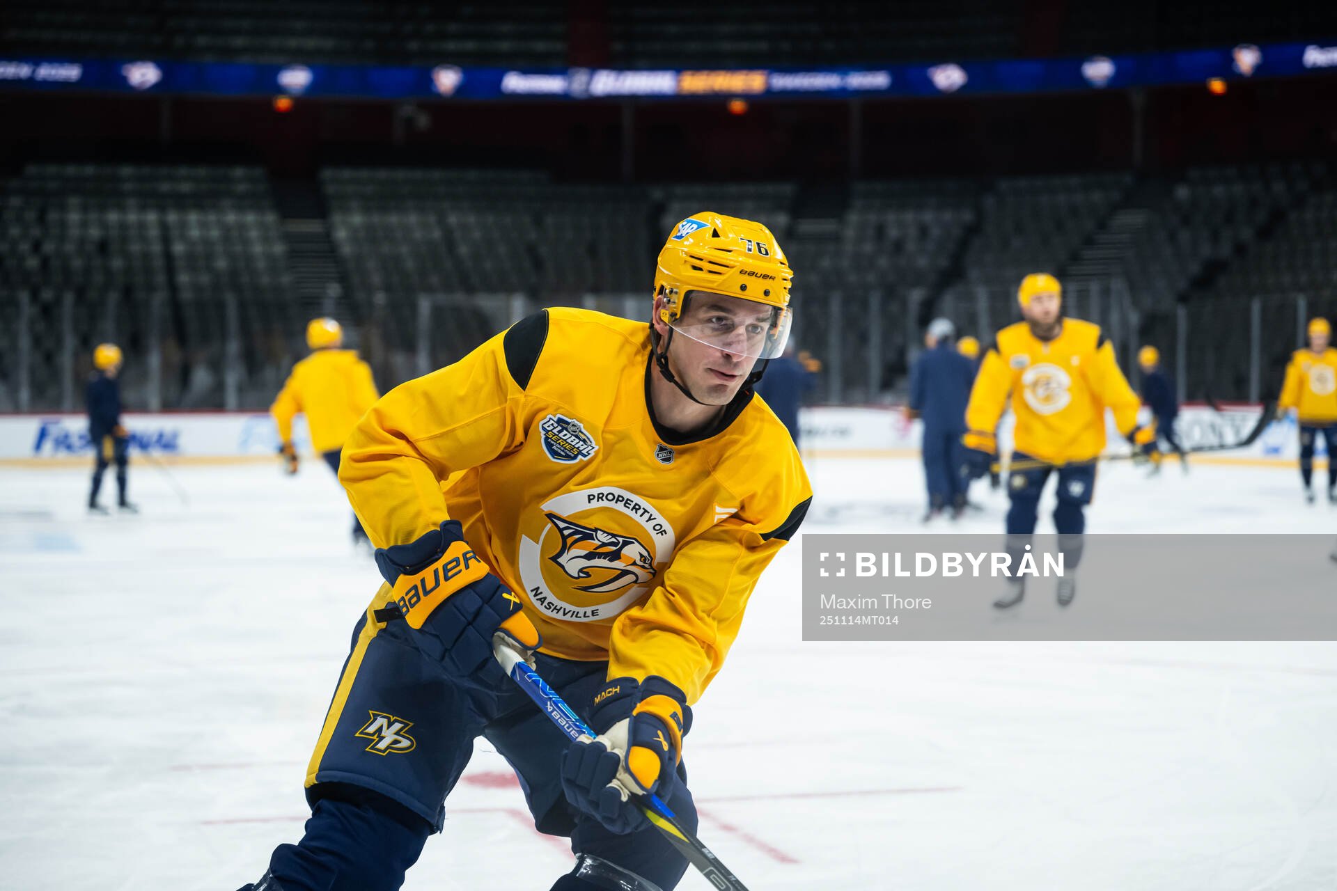 Brady Skjei at a practice session with Nashville Predators