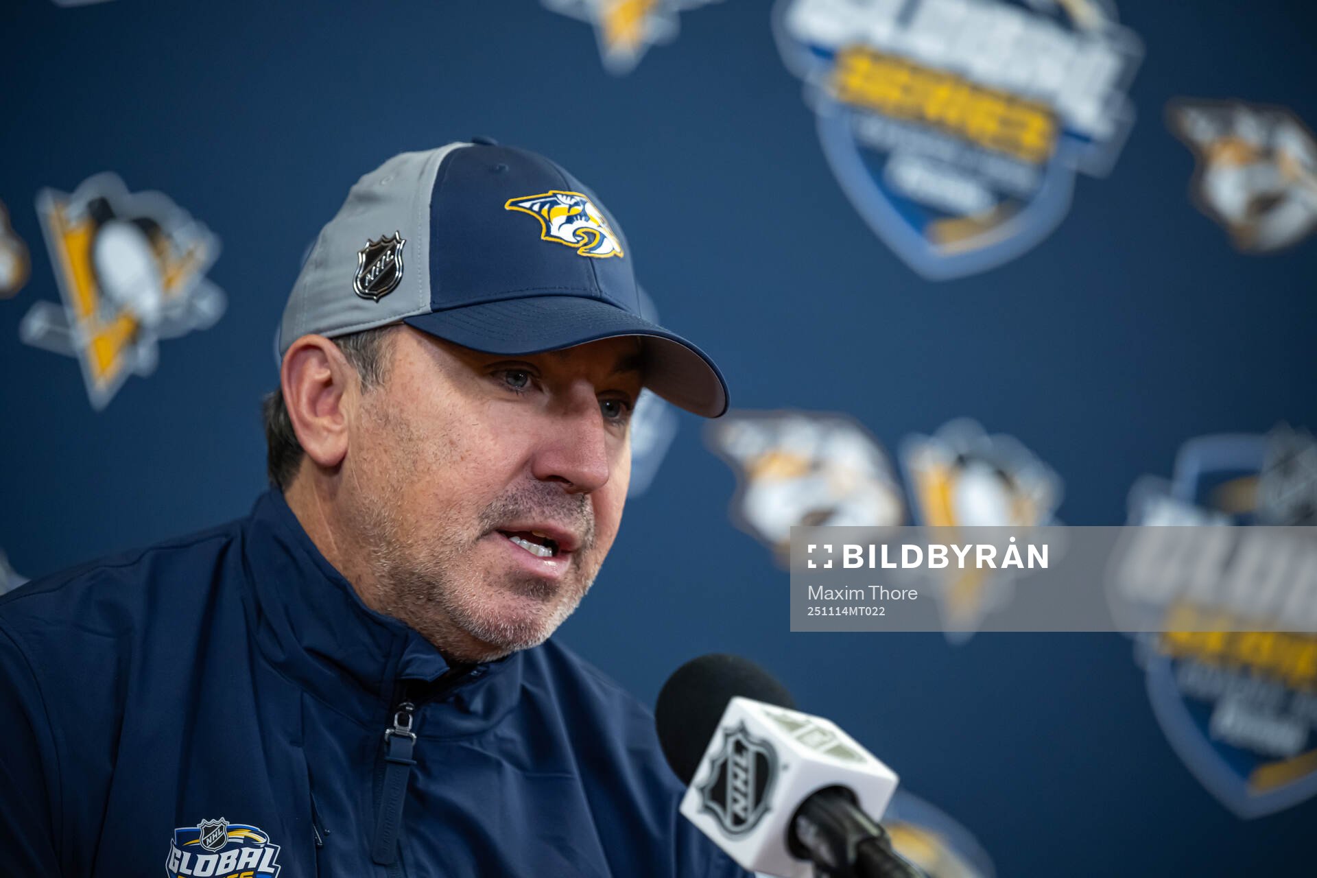 Head coach Andrew Brunette at a press conference