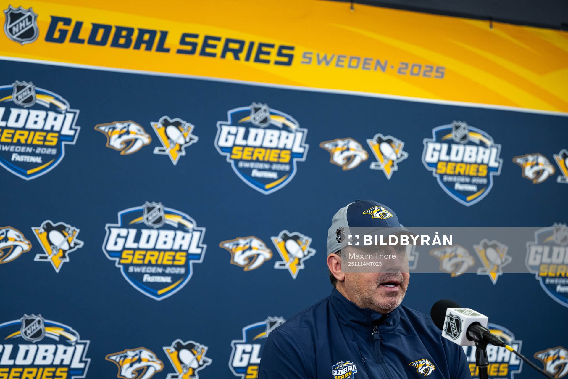 Head coach Andrew Brunette at a press conference