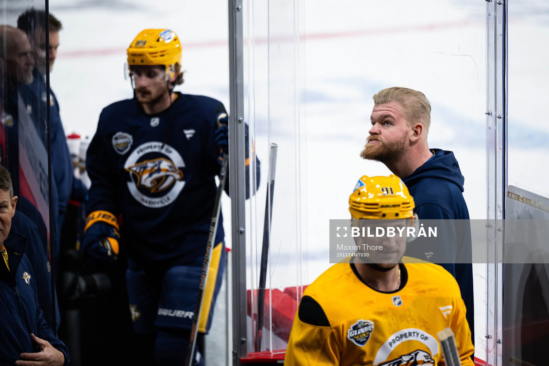 Equipment manager Benny Boquist at a practice session with