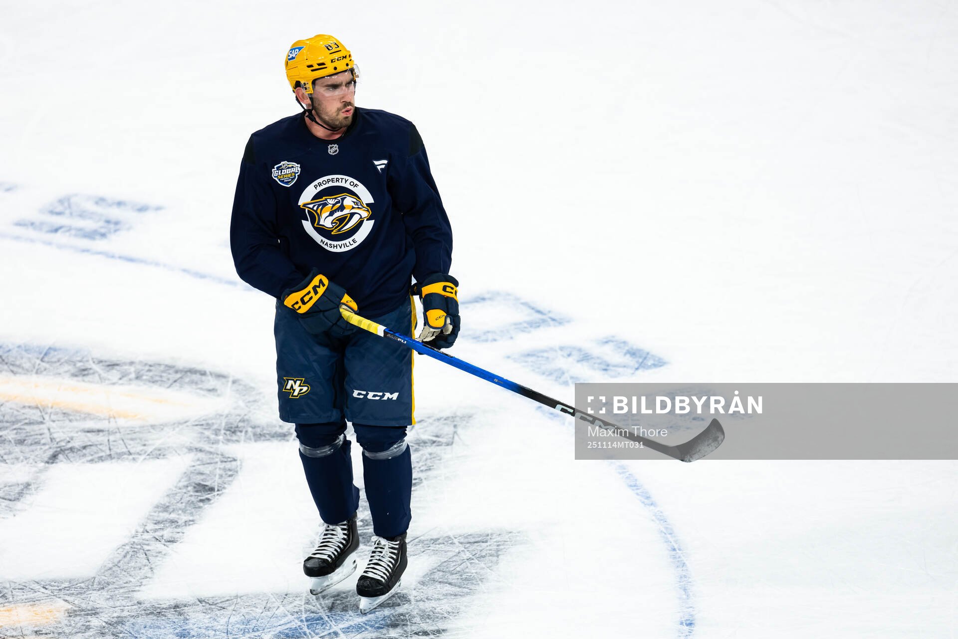 Adam Wilsby at a practice session with Nashville Predators