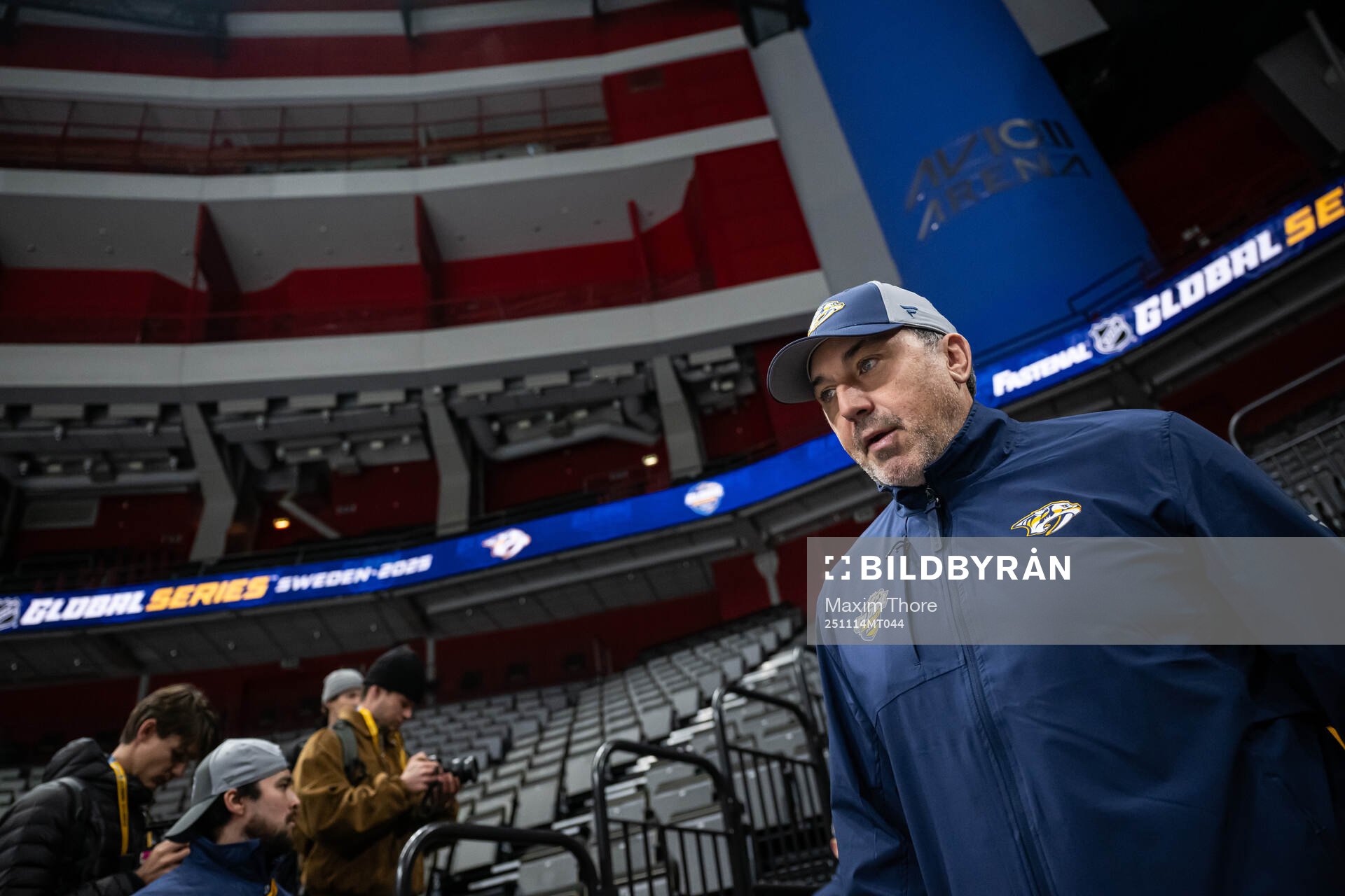 Head coach Andrew Brunette at a practice session with
