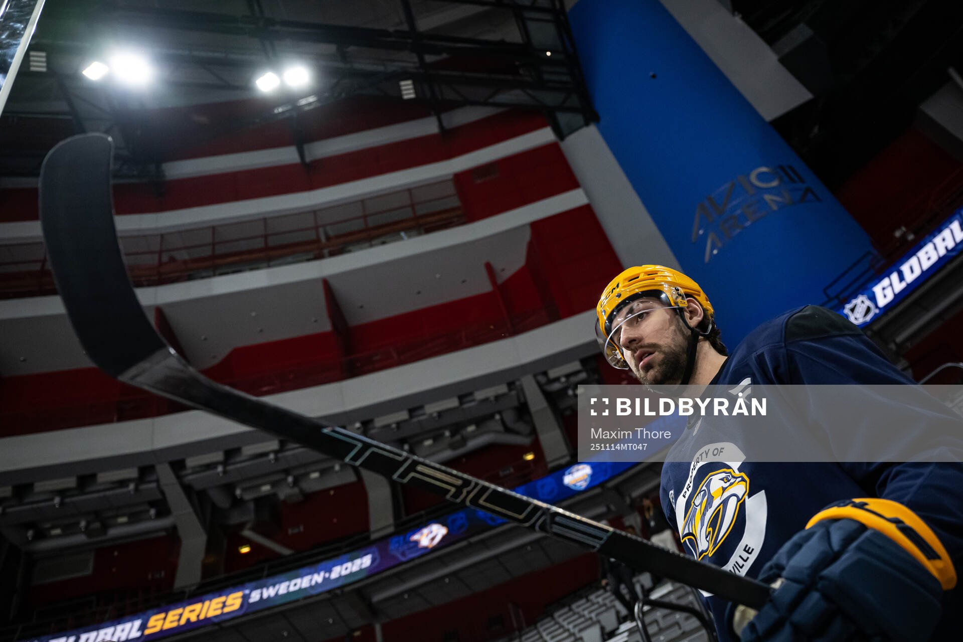 Nicolas Hague at a practice session with Nashville Predators