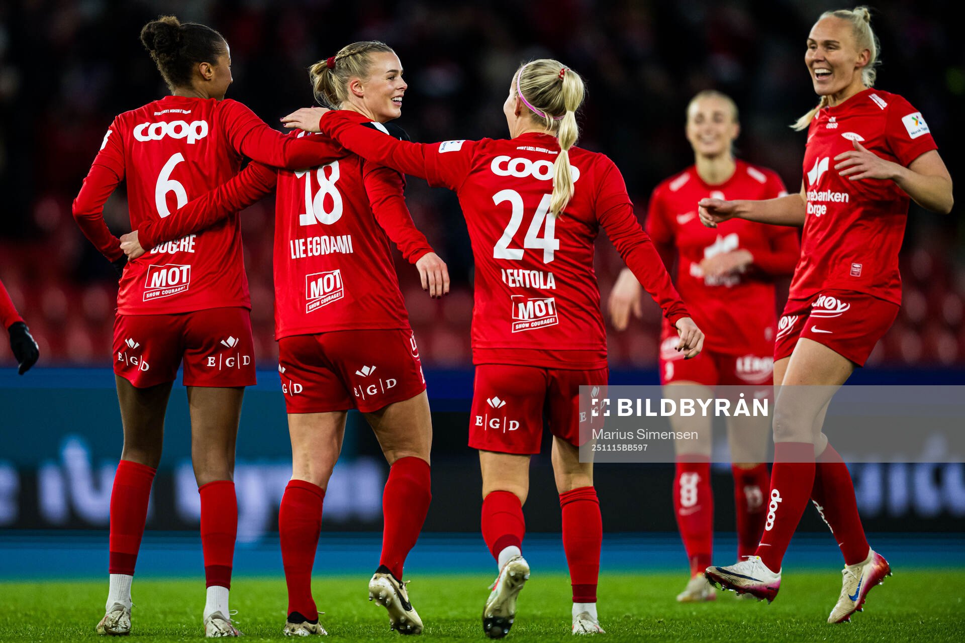 Nora Lie Eghdami of Brann celebrates