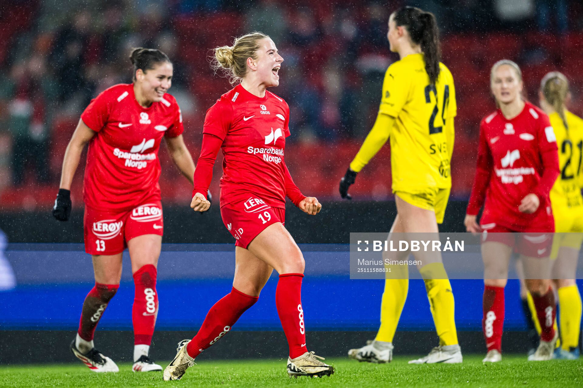 Monica Isaksen of Brann celebrates