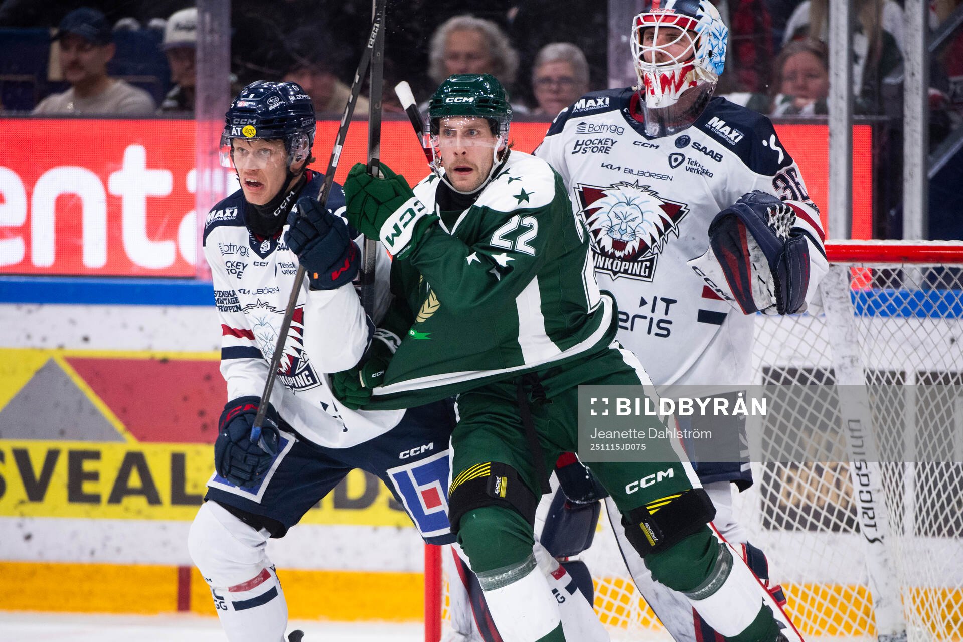 Linköpings Erik Norén, Färjestads Per Åslund och