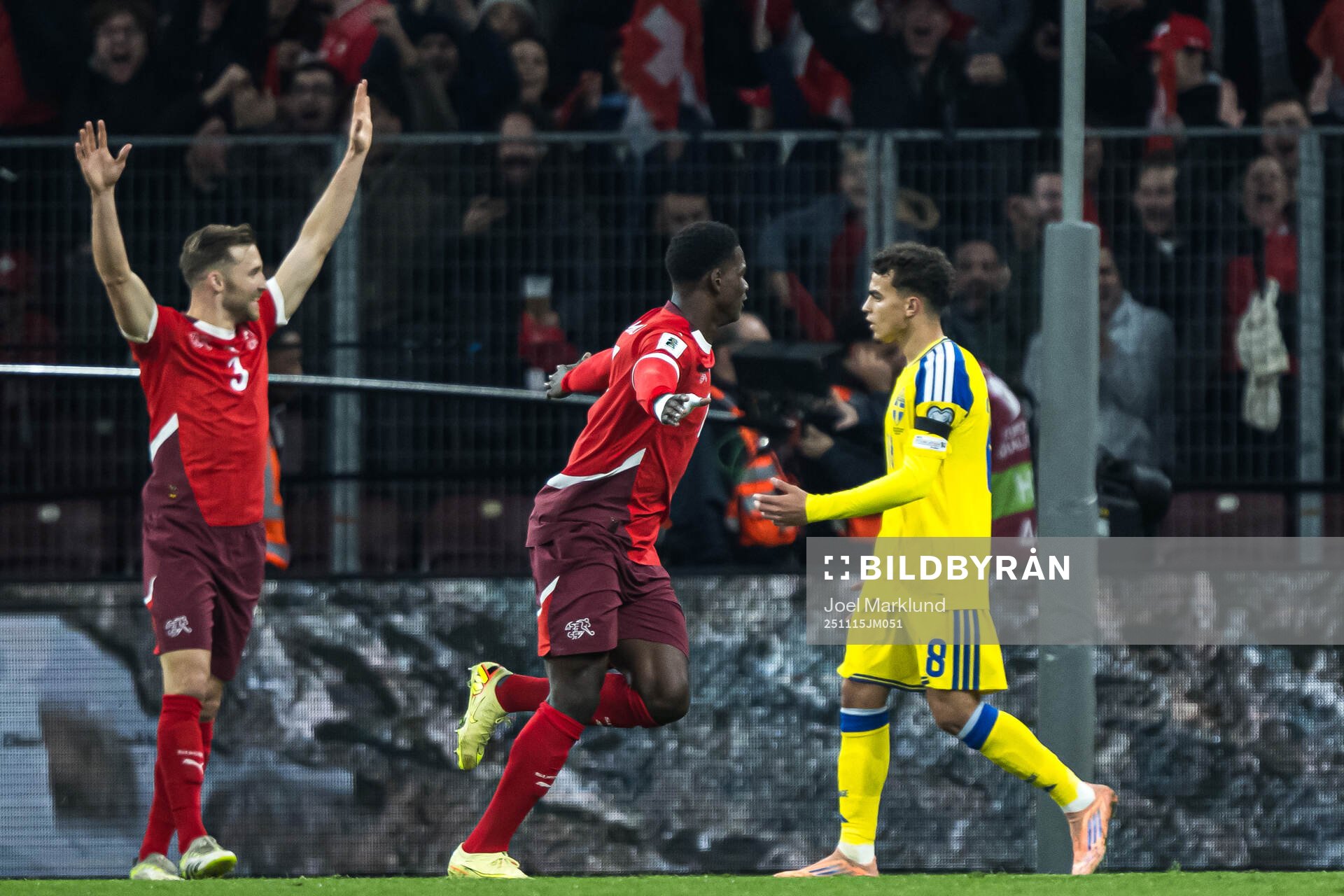 Breel Embolo of Switzerland celebrates the 1-0 goal