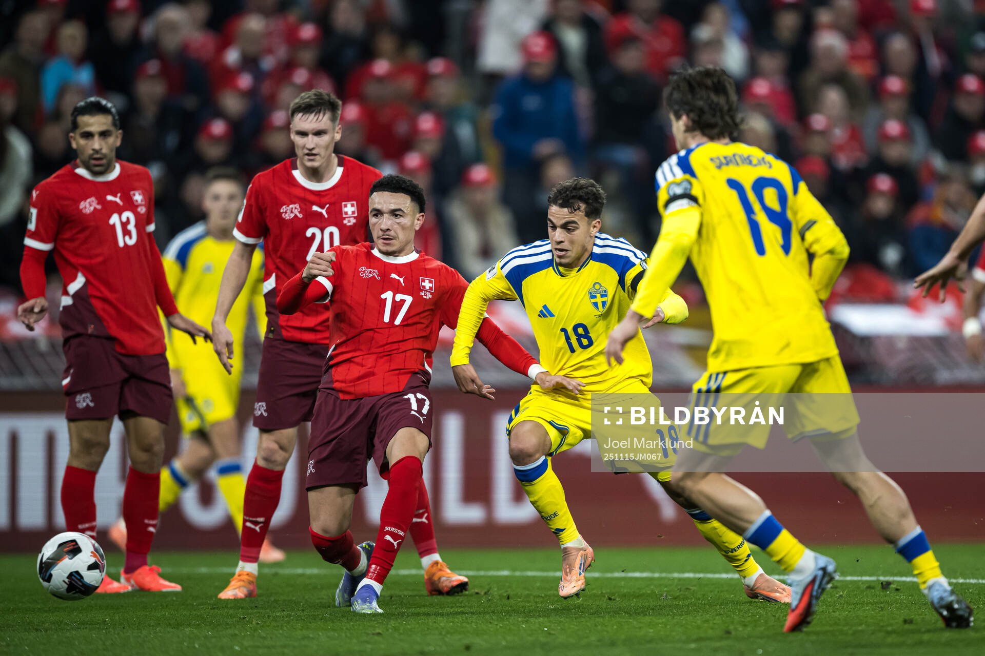 Yasin Ayari and Mattias Svanberg of Sweden against Ruben