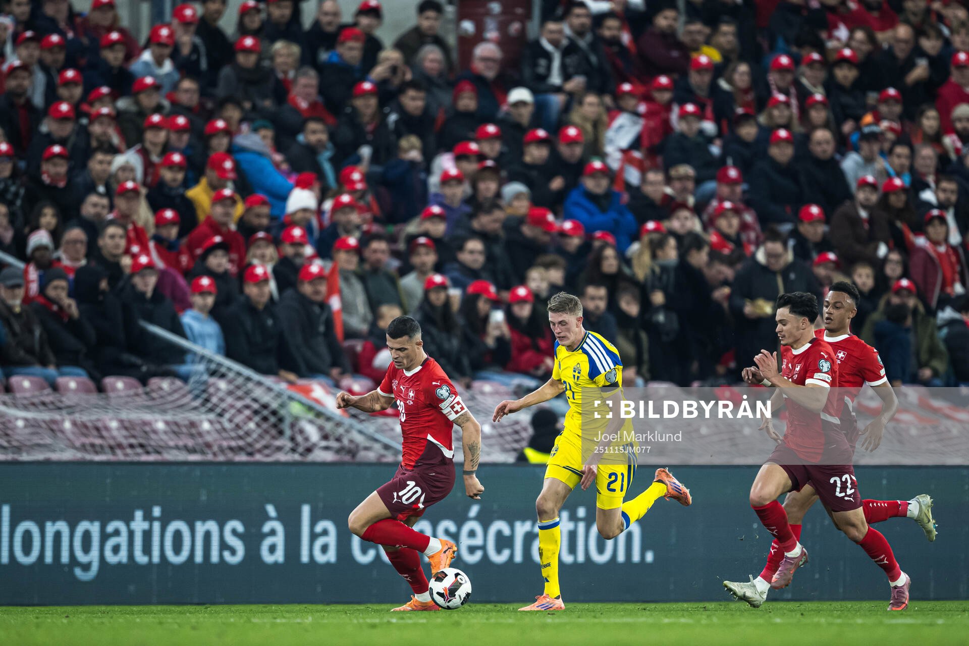 Granit Xhaka, Fabian Rieder, and Dan Ndoye of Switzerland