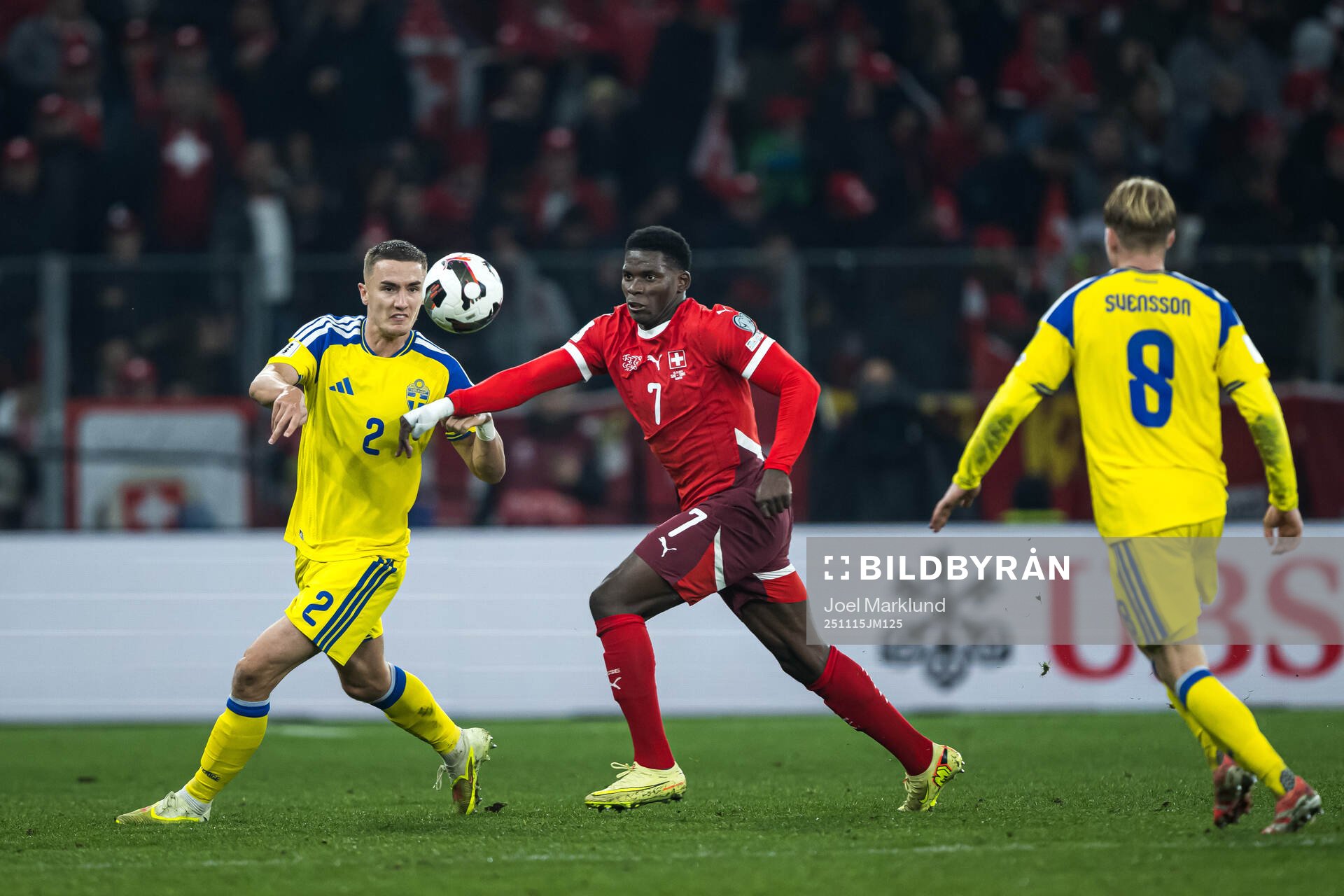 Gustaf Lagerbielke of Sweden and Breel Embolo of Switzerland