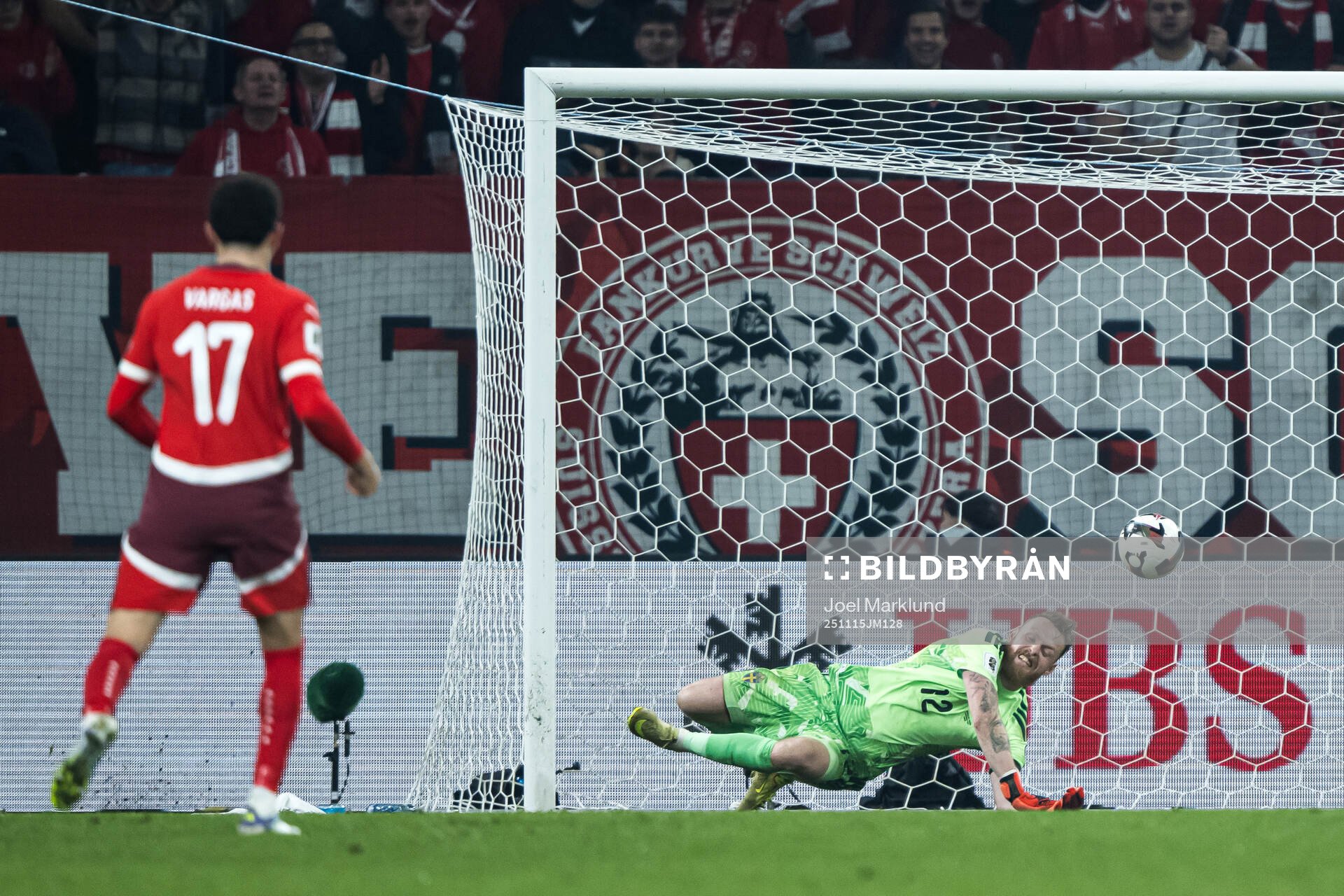 Dan Ndoye of Switzerland, not pictured, scores the 3-1 goal
