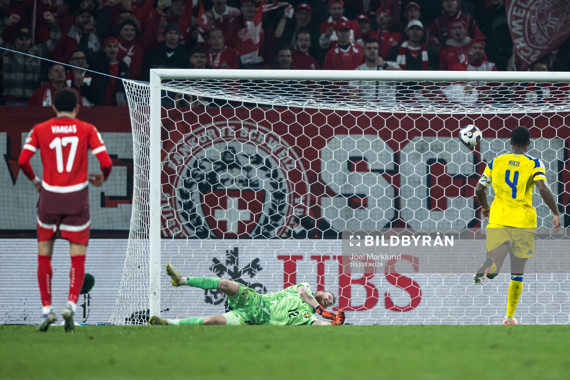 Dan Ndoye of Switzerland, not pictured, scores the 3-1 goal