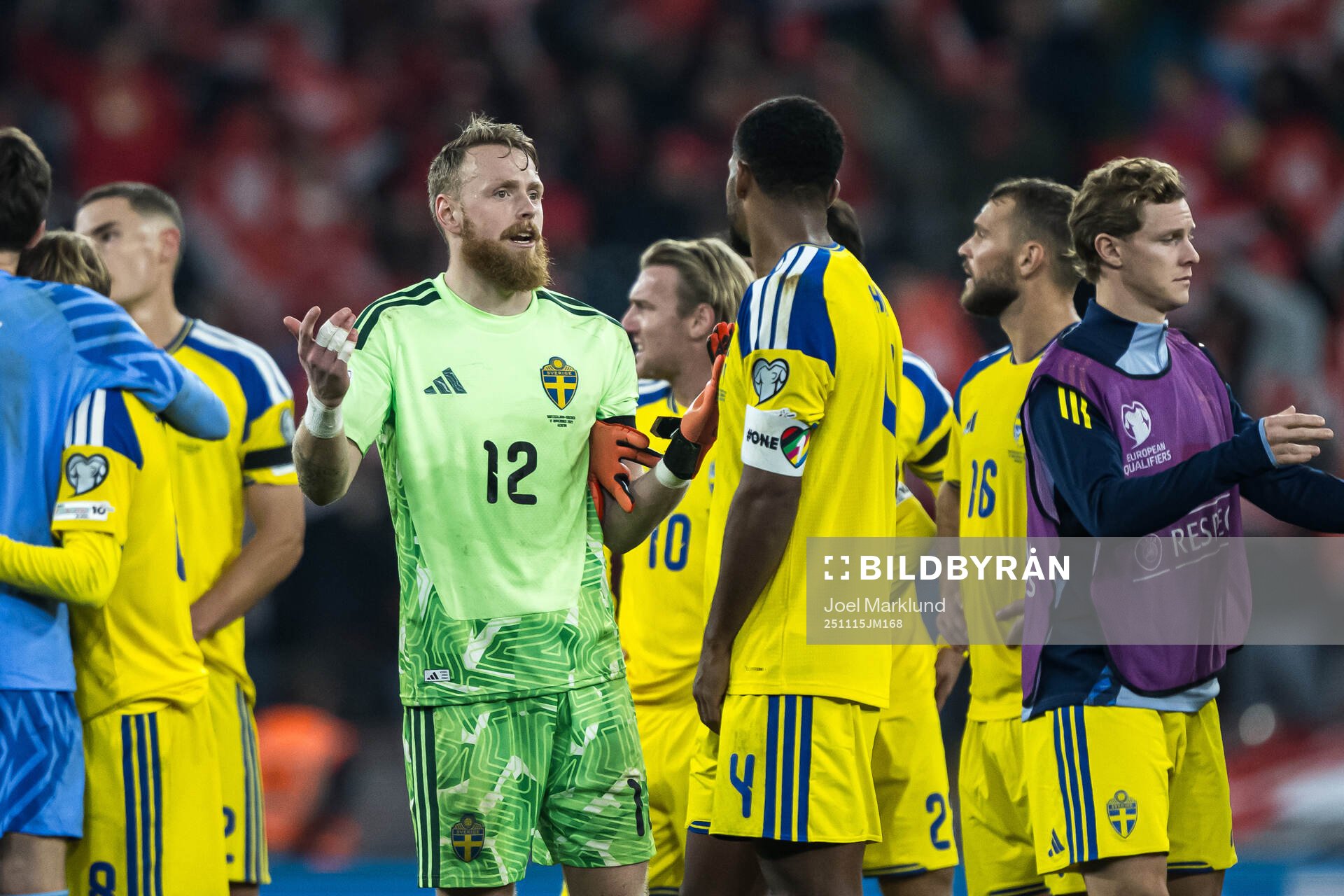Goalkeeper Viktor Johansson and Isak Hien of Sweden