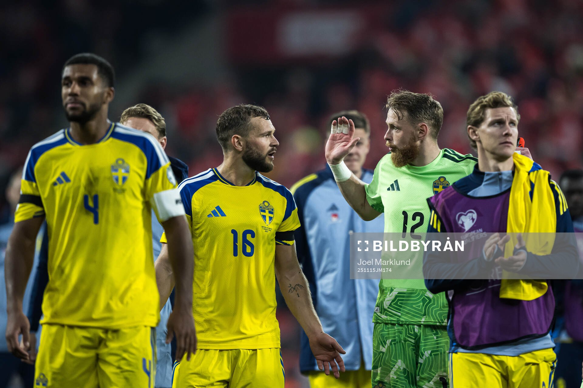 Jesper Karlström and Goalkeeper Viktor Johansson of Sweden