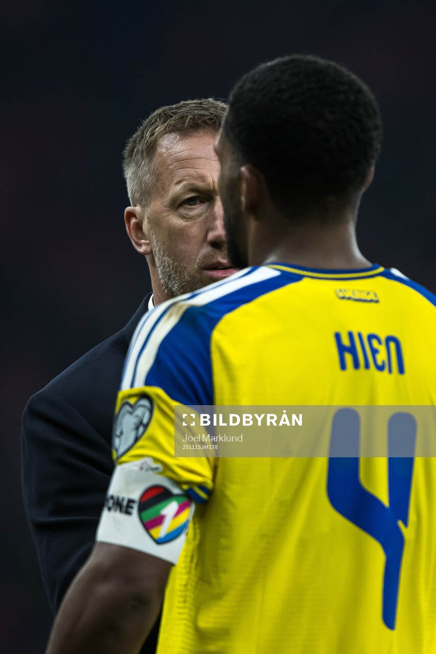 Head coach Graham Potter and Isak Hien of Sweden