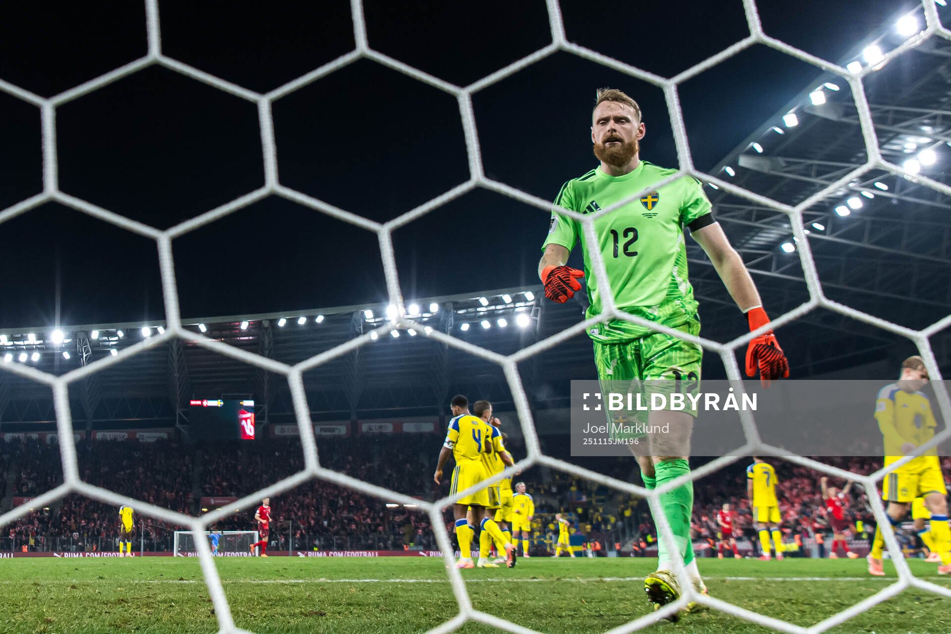 Goalkeeper Viktor Johansson of Sweden looks dejected