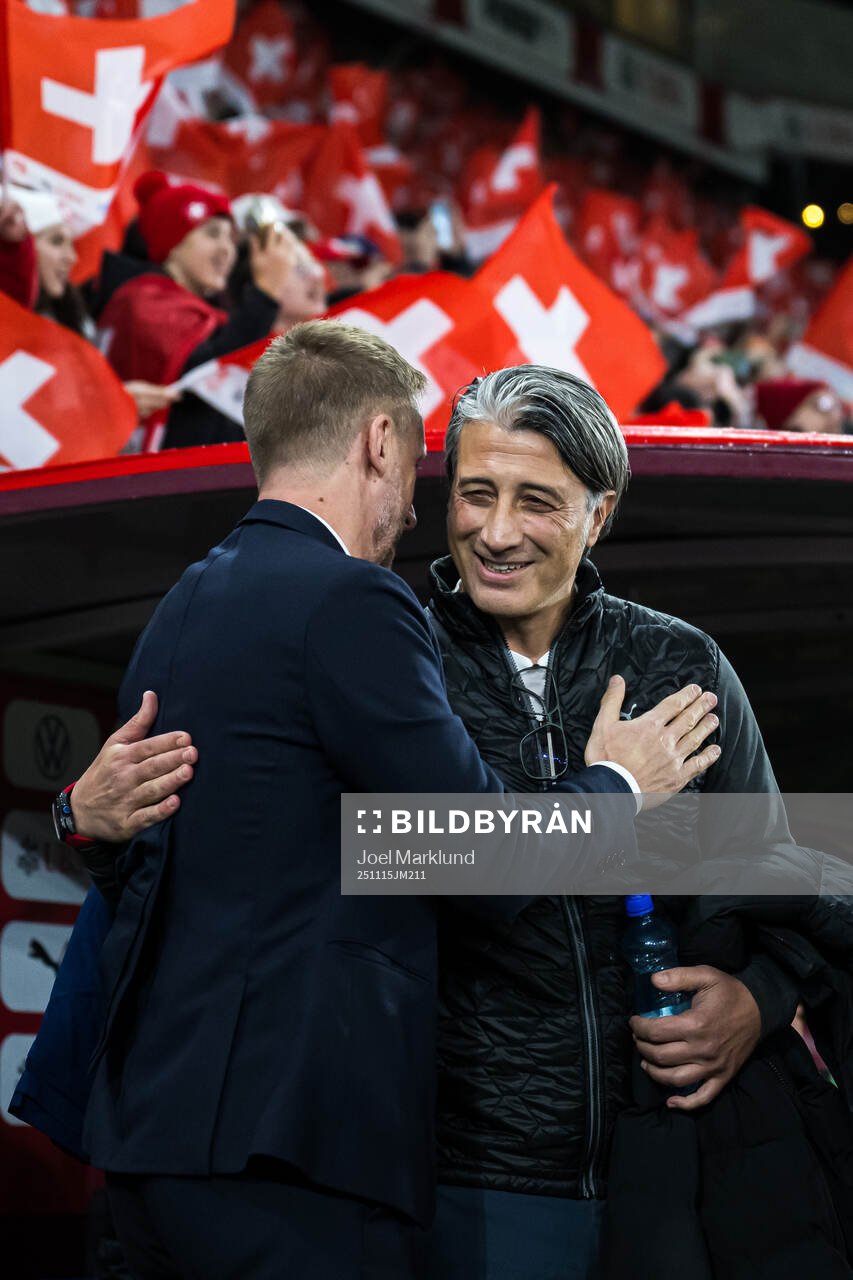 Head coach Graham Potter of Sweden and head coach Murat
