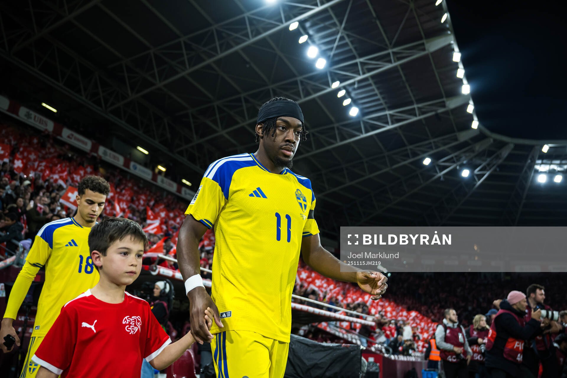 Anthony Elanga of Sweden enters the pitch for the FIFA